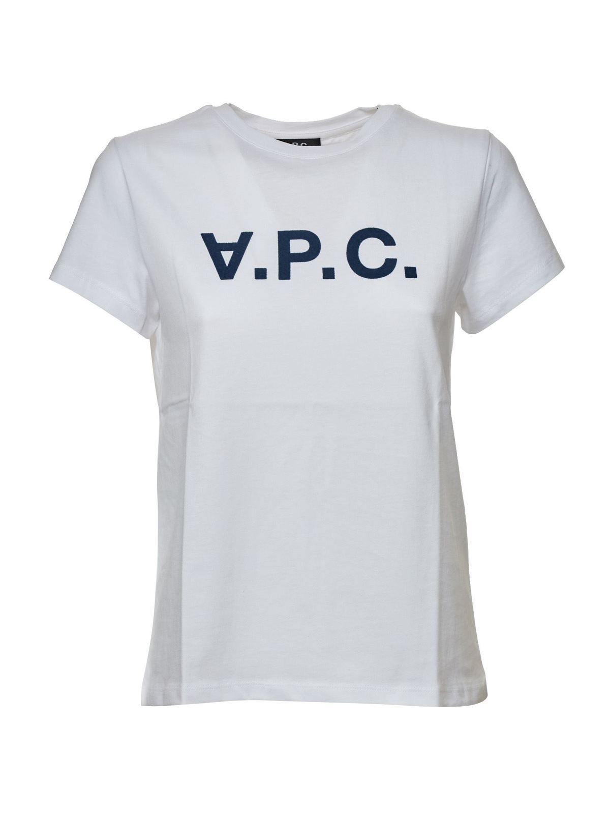 T-shirts A.P.C. - Logo t-shirt in white and blue - COBQXF26588 | iKRIX.com