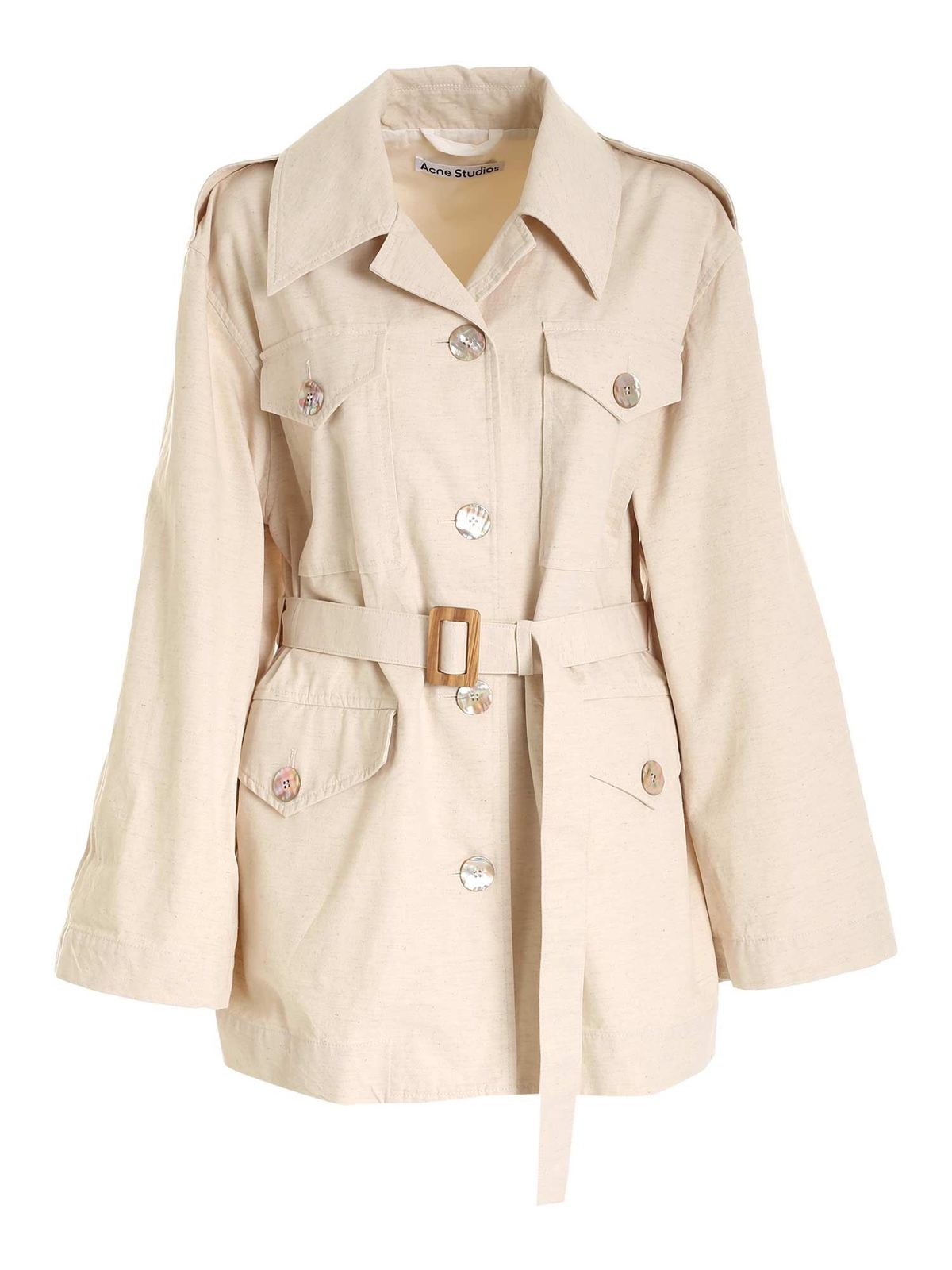 Short coats Acne Studios - Belt jacket in cream color - A90347CREAMBEIGE