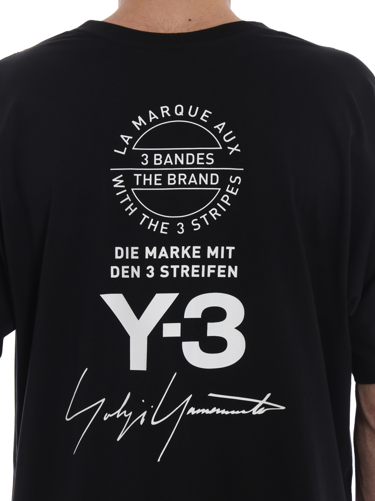 Adidas Y-3 - Dolman sleeve black cotton T-shirt - t-shirts - CY6969BLACK