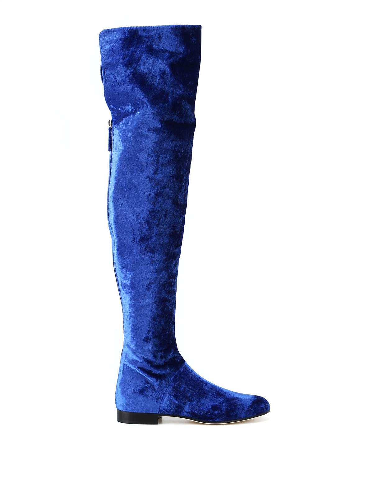 blue high knee boots