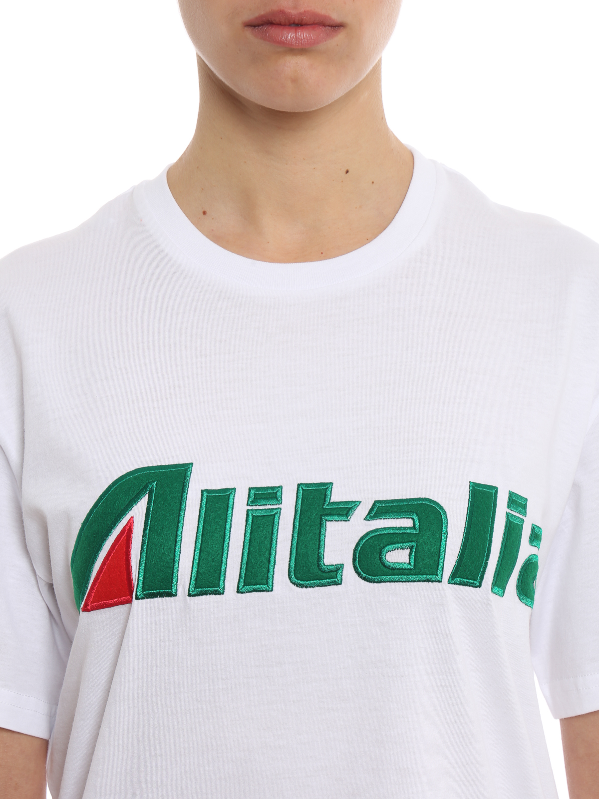 Relativ størrelse Soldat Certifikat T-shirts Alberta Ferretti - Alitalia embroidered logo T-shirt -  J070116720001