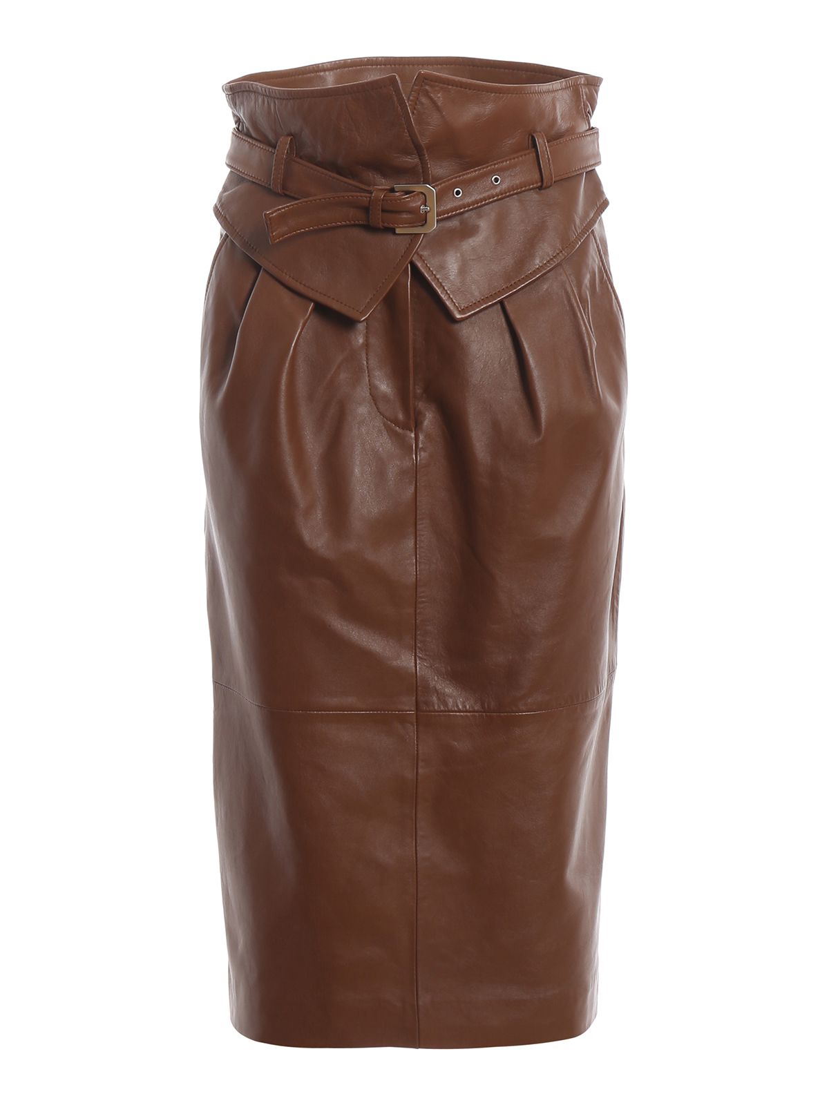 Leather skirts Alberta Ferretti - Belted leather pencil skirt ...