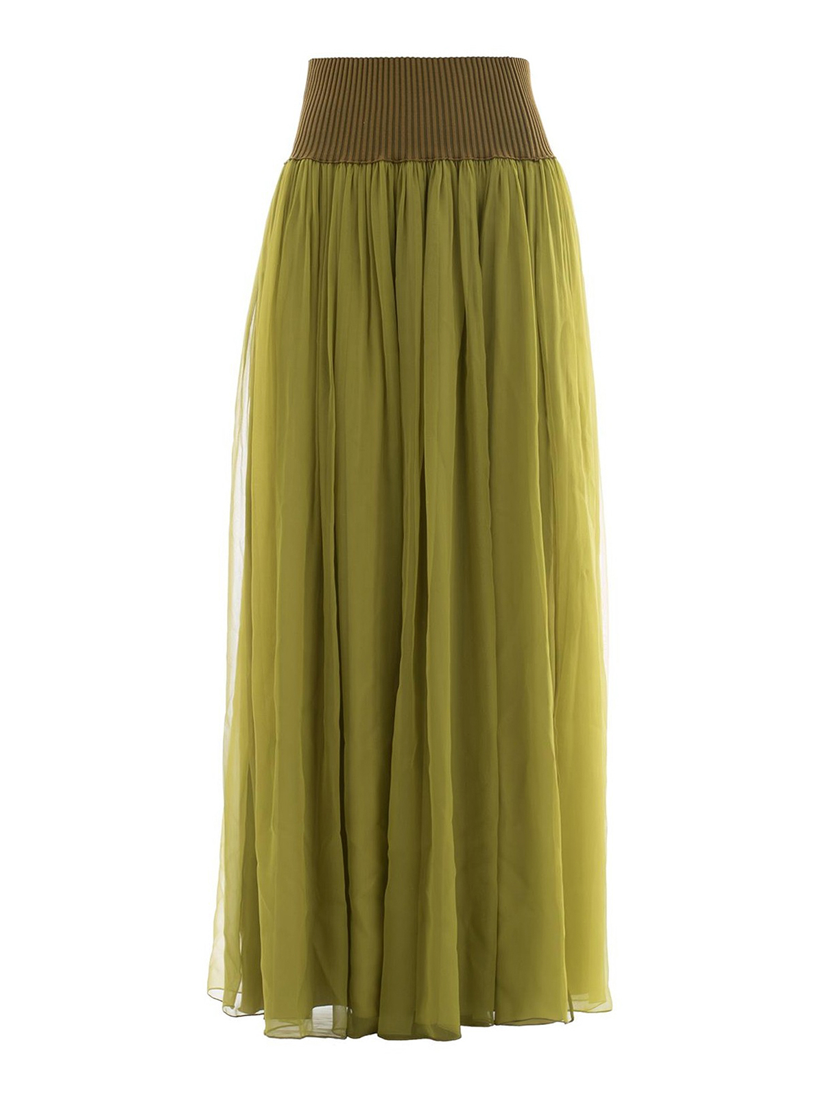 Alberta Ferretti Silk Layered Floor Length Skirt Long Skirts