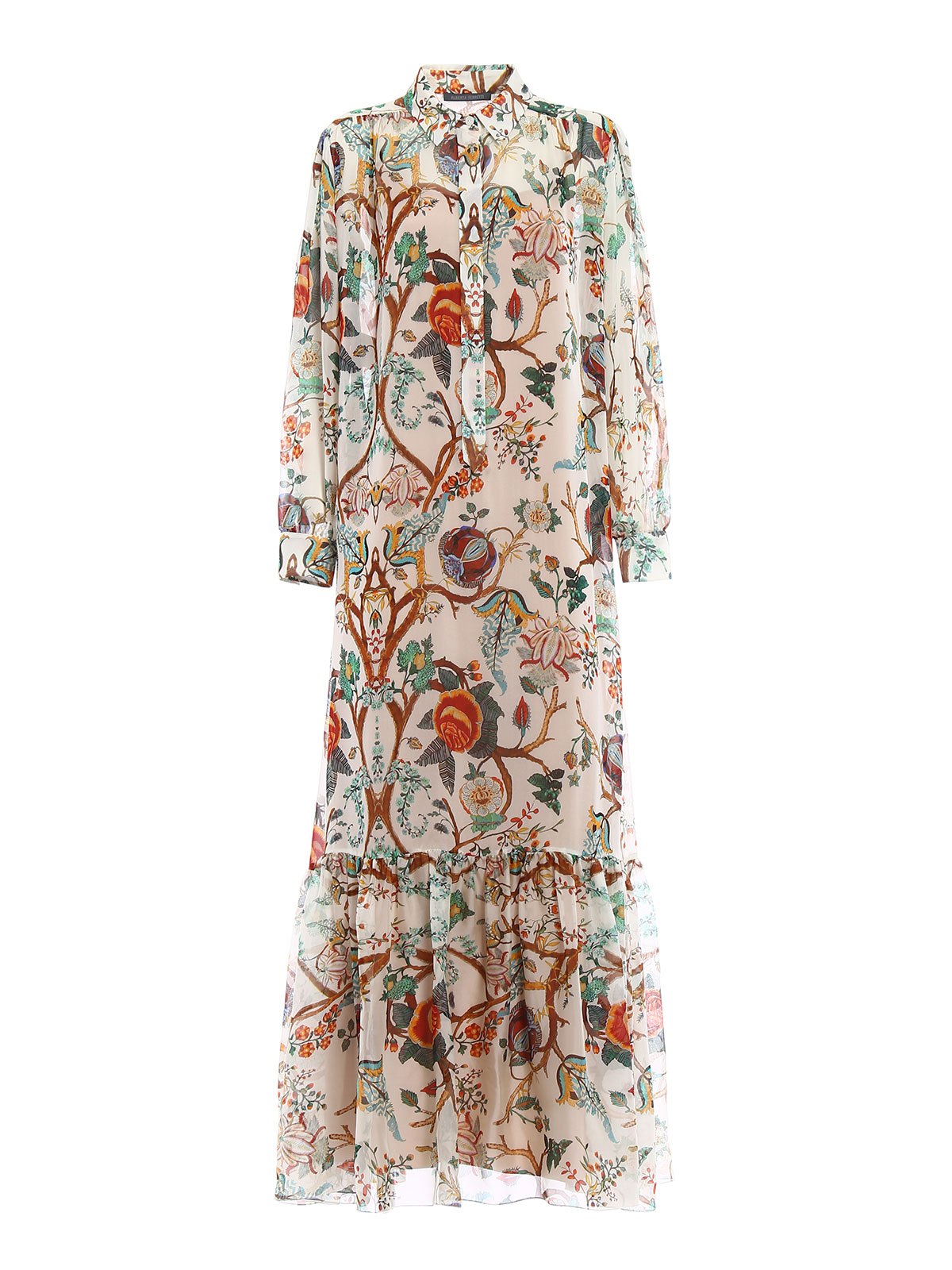 Maxi dresses Alberta Ferretti - Floral print silk shirt dress -  A044916551002