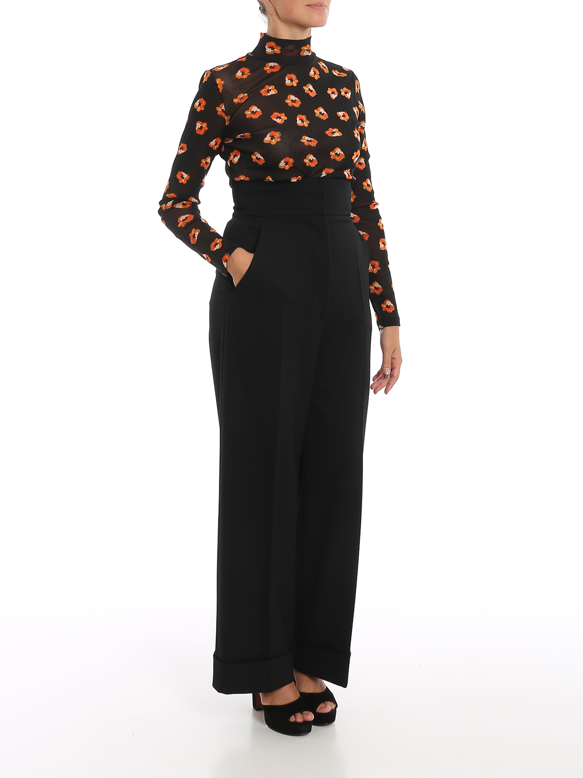 high waist palazzo trousers