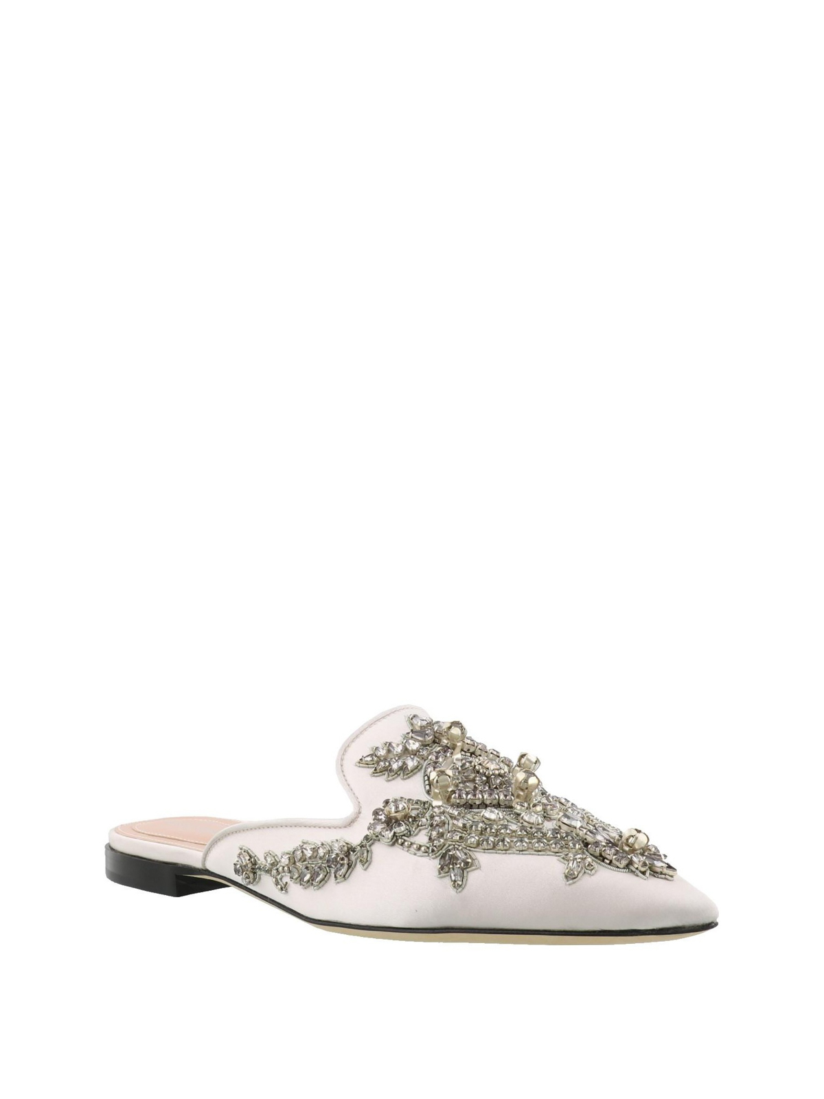 shoes Alberta - Crystal embellished white satin mules 660282010002