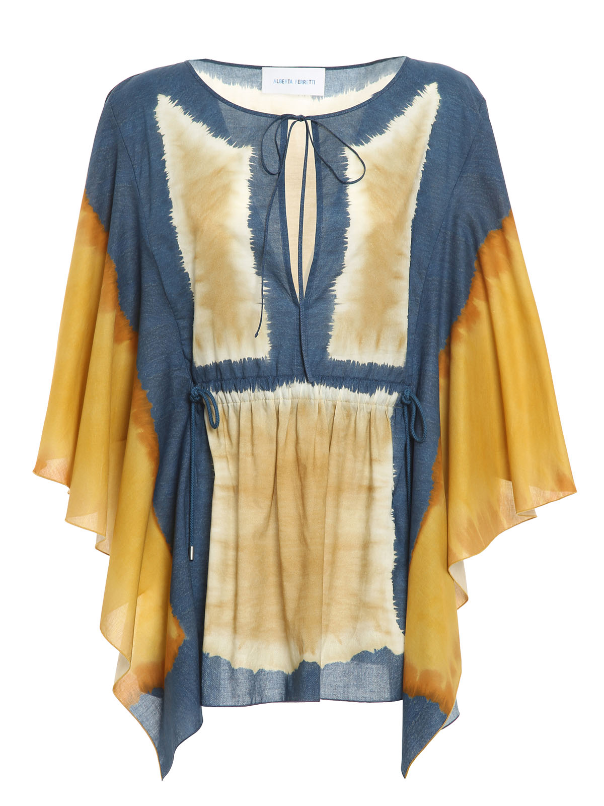 Alberta Ferretti Draped Sleeves Cotton Tunic In Dark Yellow