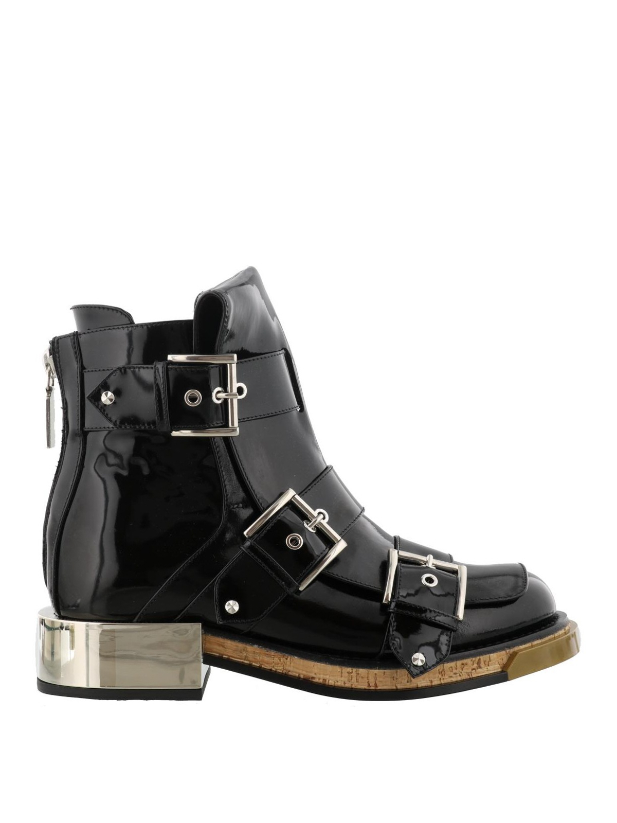 patent leather buckle boots