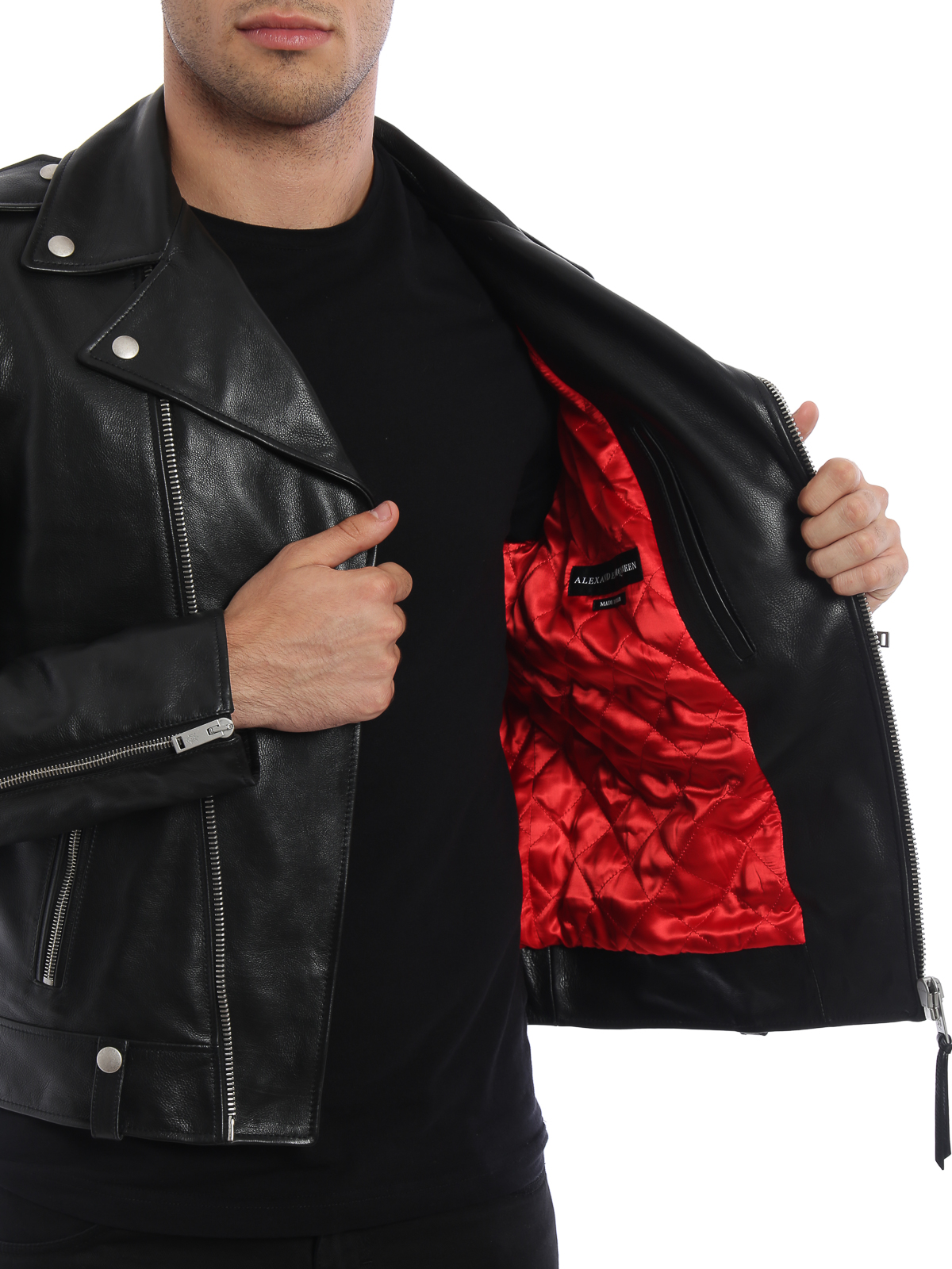 Alexander McQueen Leather Biker Jacket in Black for Men Mens Clothing Jackets Leather jackets Save 61% 