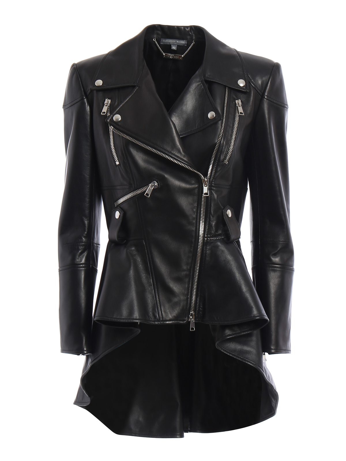 Leather jacket Alexander Mcqueen - Leather peplum biker jacket ...