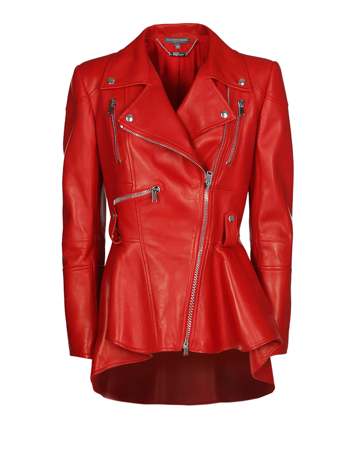 Leather jacket Alexander Mcqueen - Red leather peplum jacket ...