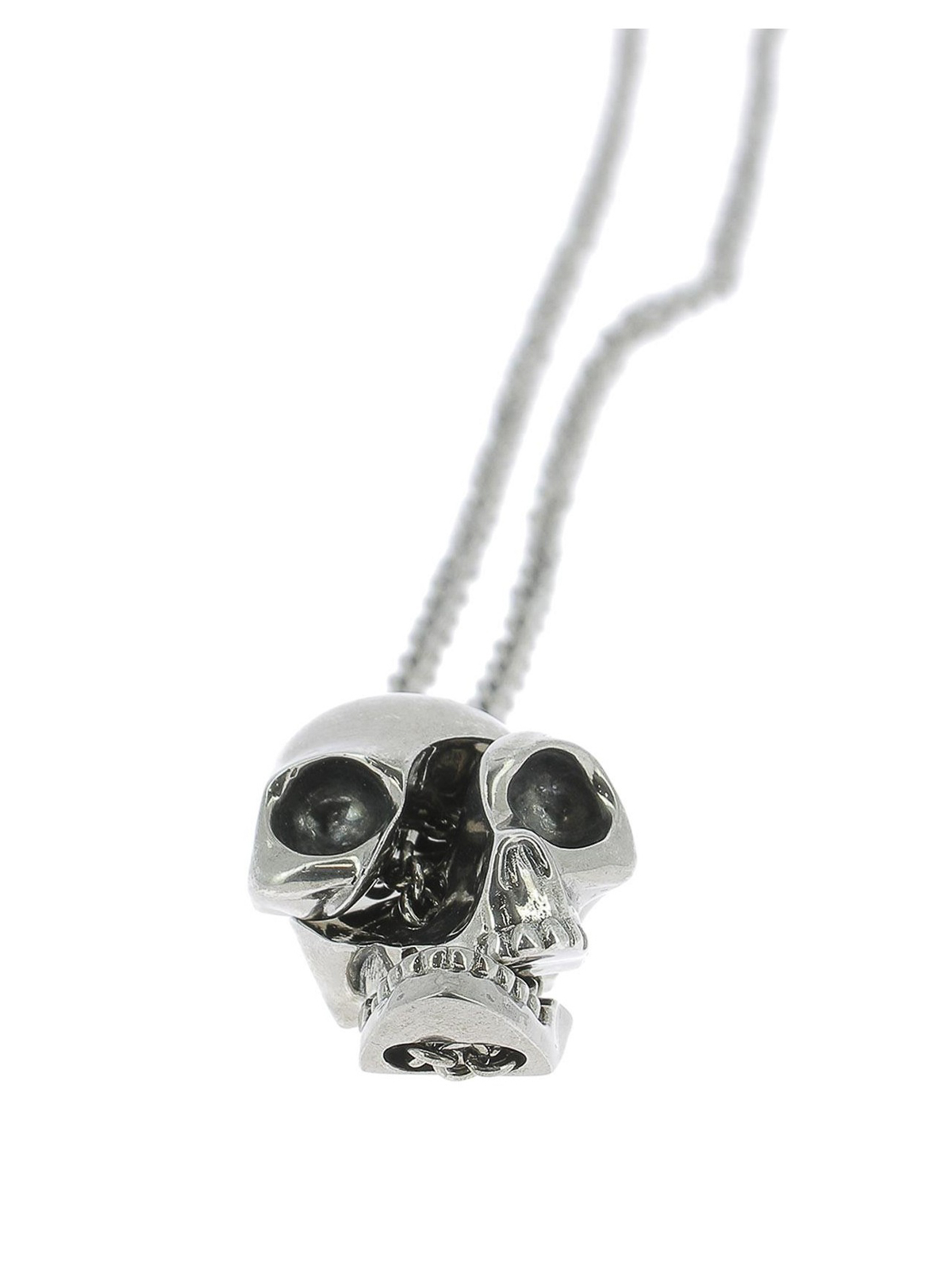 alexander mcqueen divided skull necklace