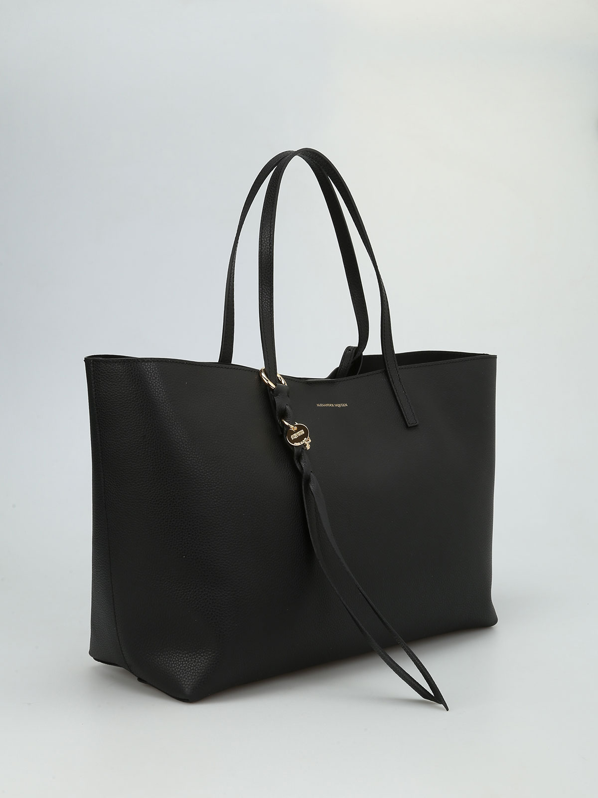 Hammered leather unlined tote bag 