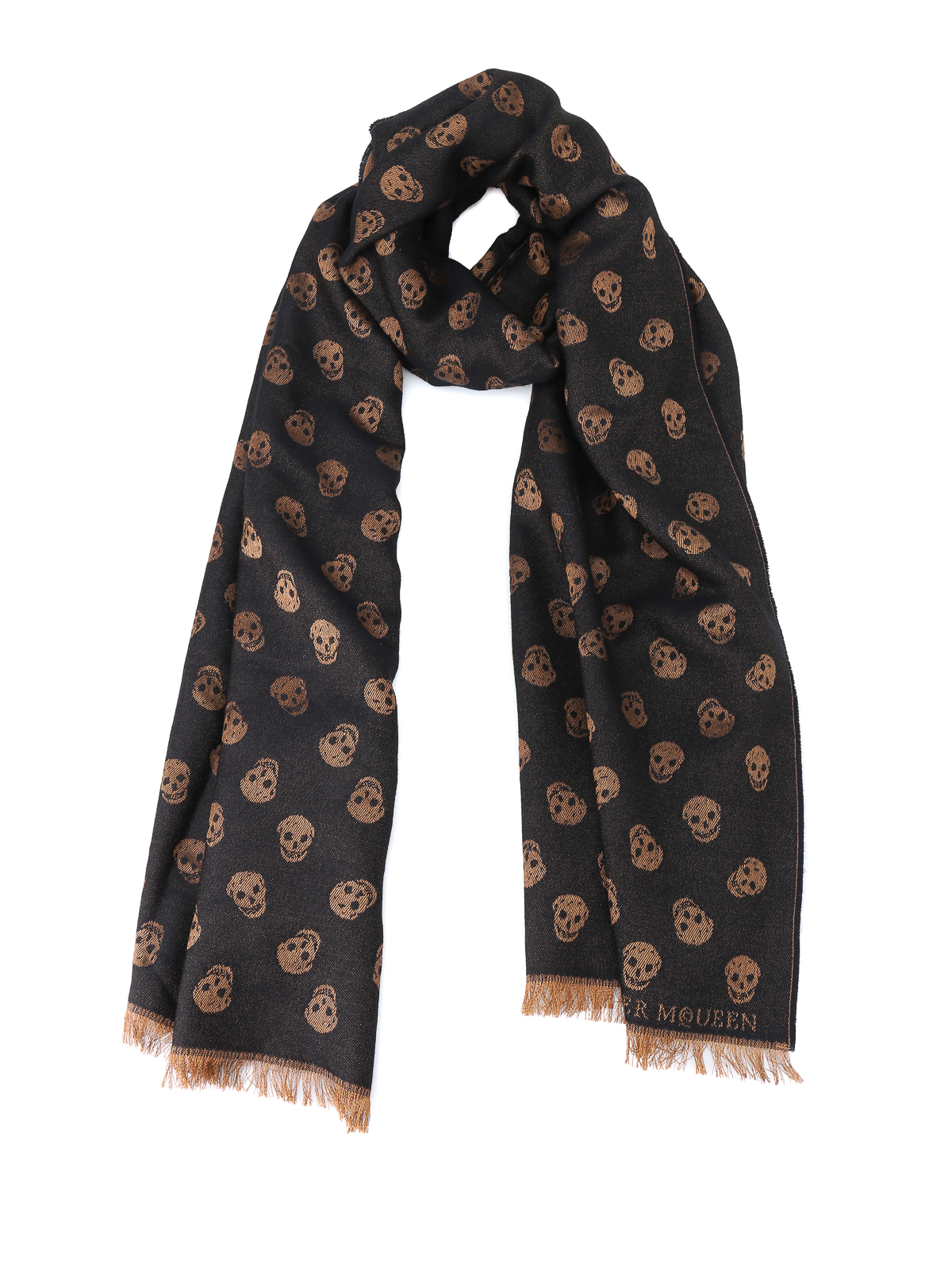 Alexander Mcqueen All Over Skull Wool And Silk Scarf Scarves q1079