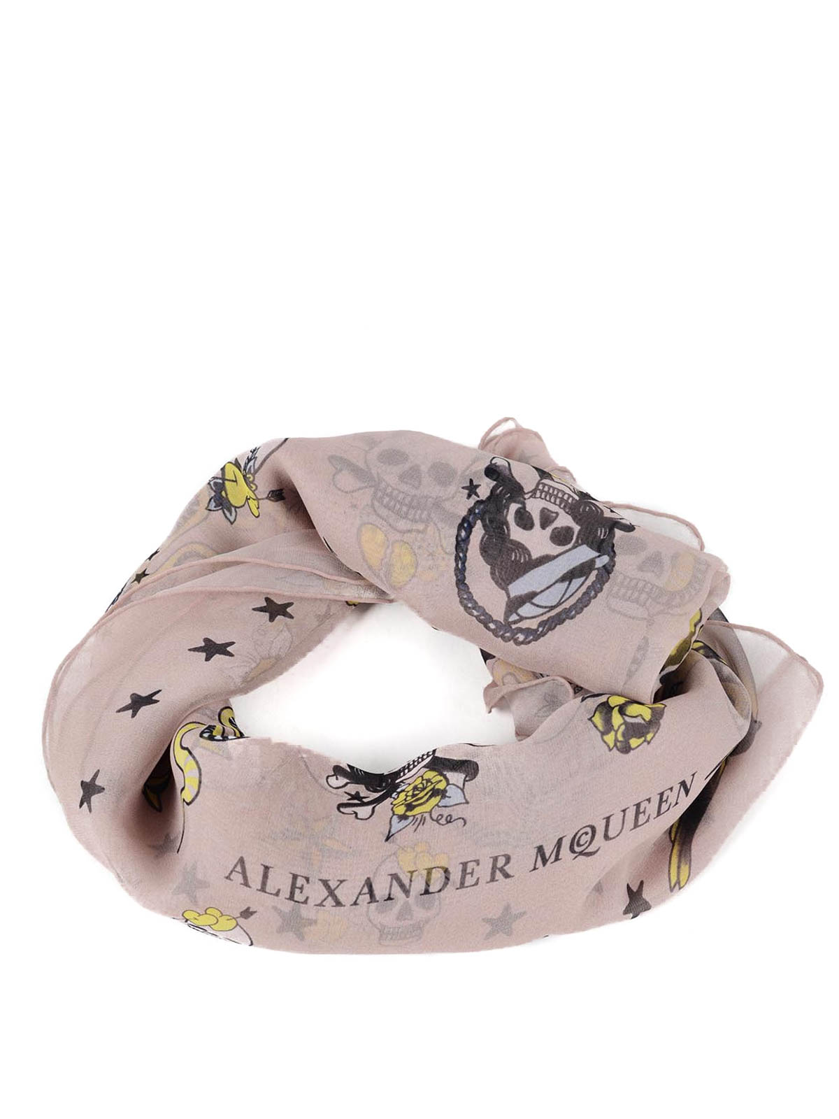 Scarves Alexander Mcqueen - Tattoo print silk foulard - 4149383010Q6860