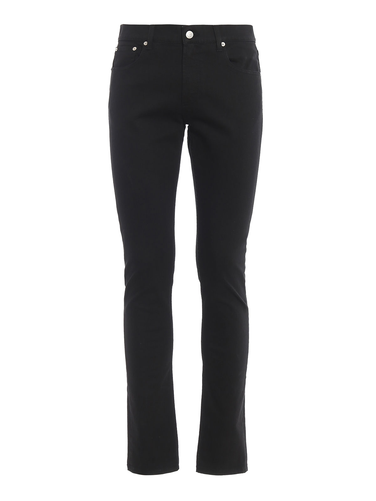 Skinny jeans Alexander Mcqueen - Total black jeans with red embroidery ...