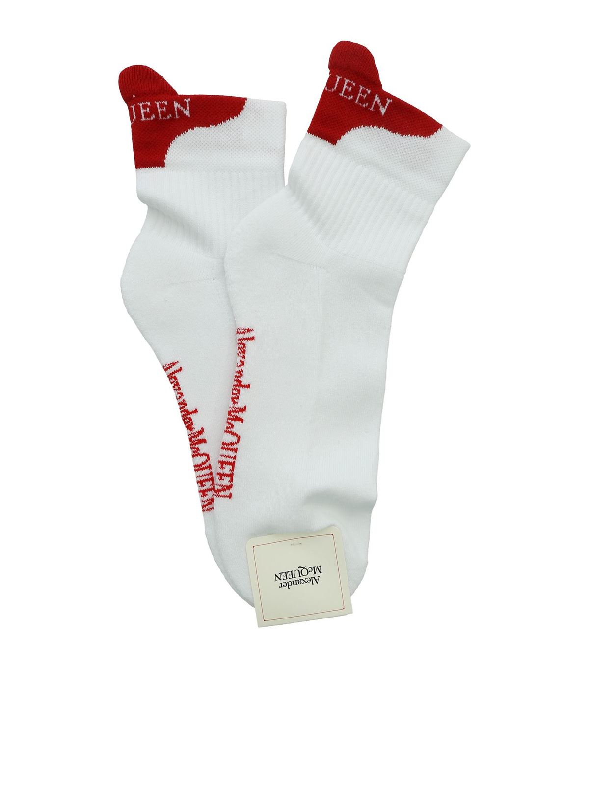 ALEXANDER MCQUEEN WHITE AND RED SOCKS WITH LOGO