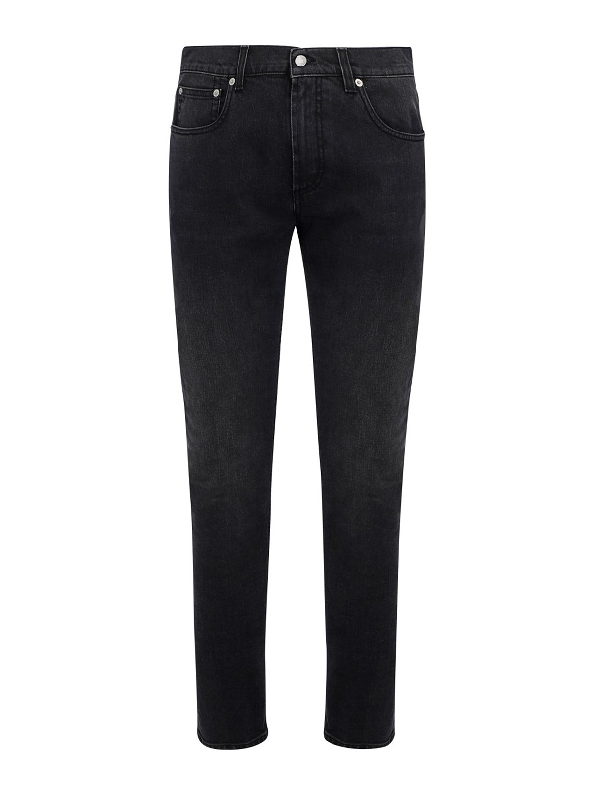 black stretch straight leg jeans