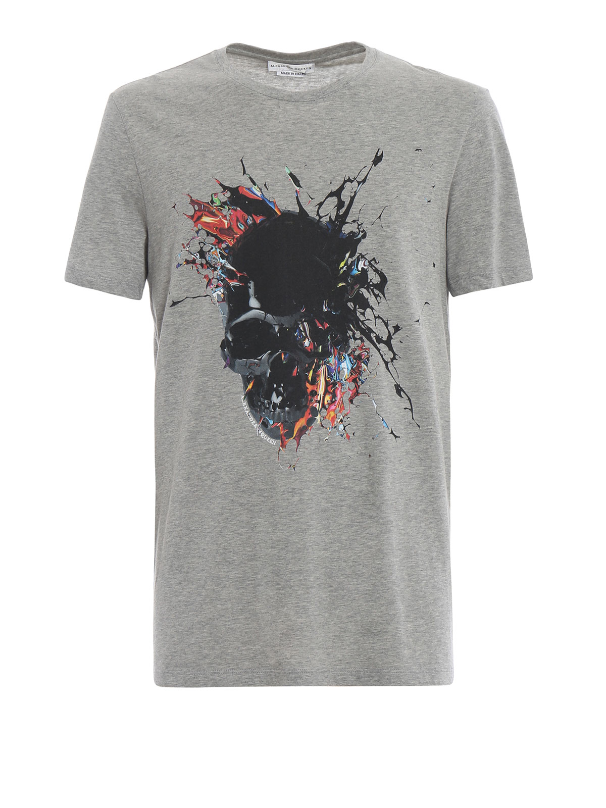 T-shirts Alexander Mcqueen - Colourful Skull print melange T-shirt ...