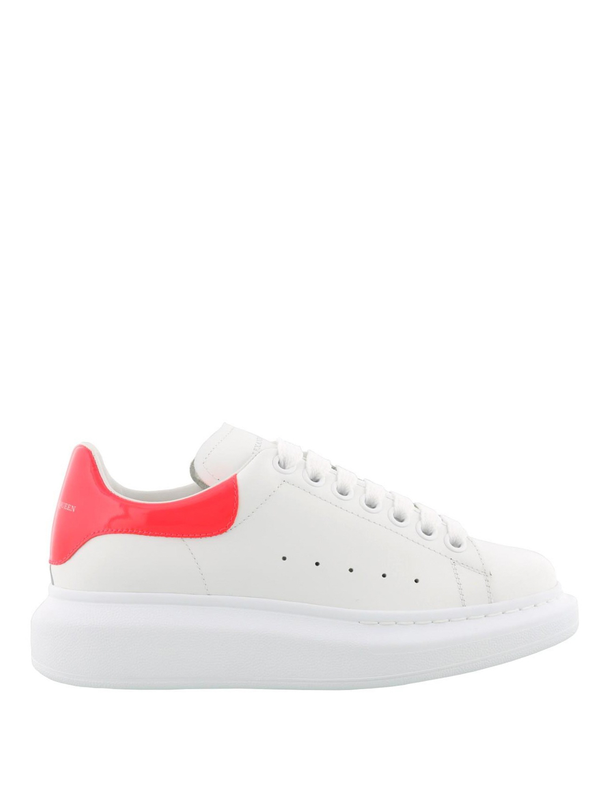 white trainers with red back
