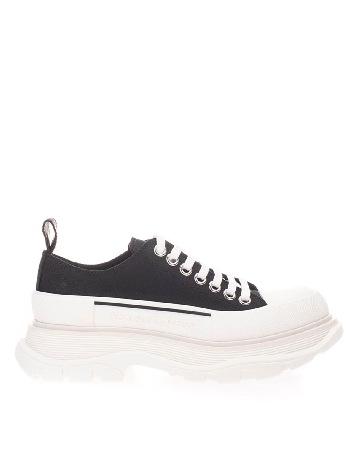Alexander Mcqueen - Tread Slick lace-up in black and white - trainers ...