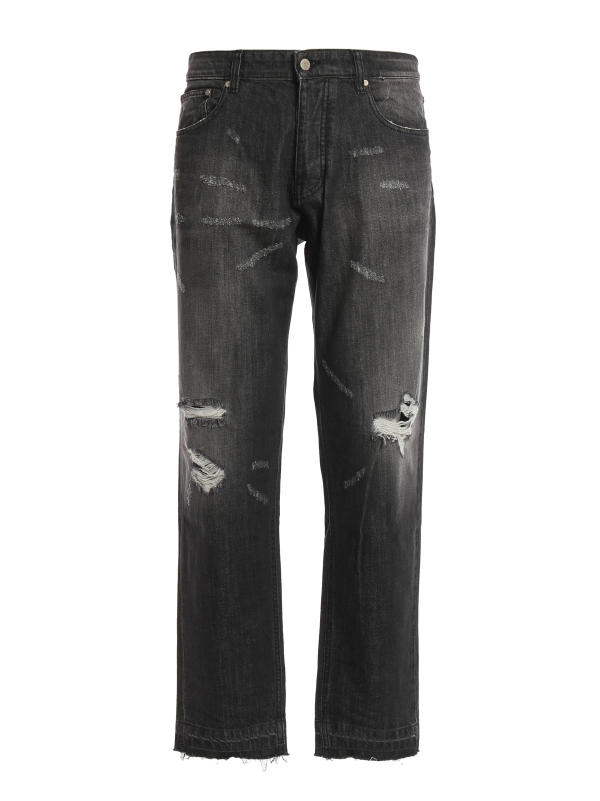 Straight leg jeans Ami Alexandre Mattiussi - Ripped faded denim carrot ...