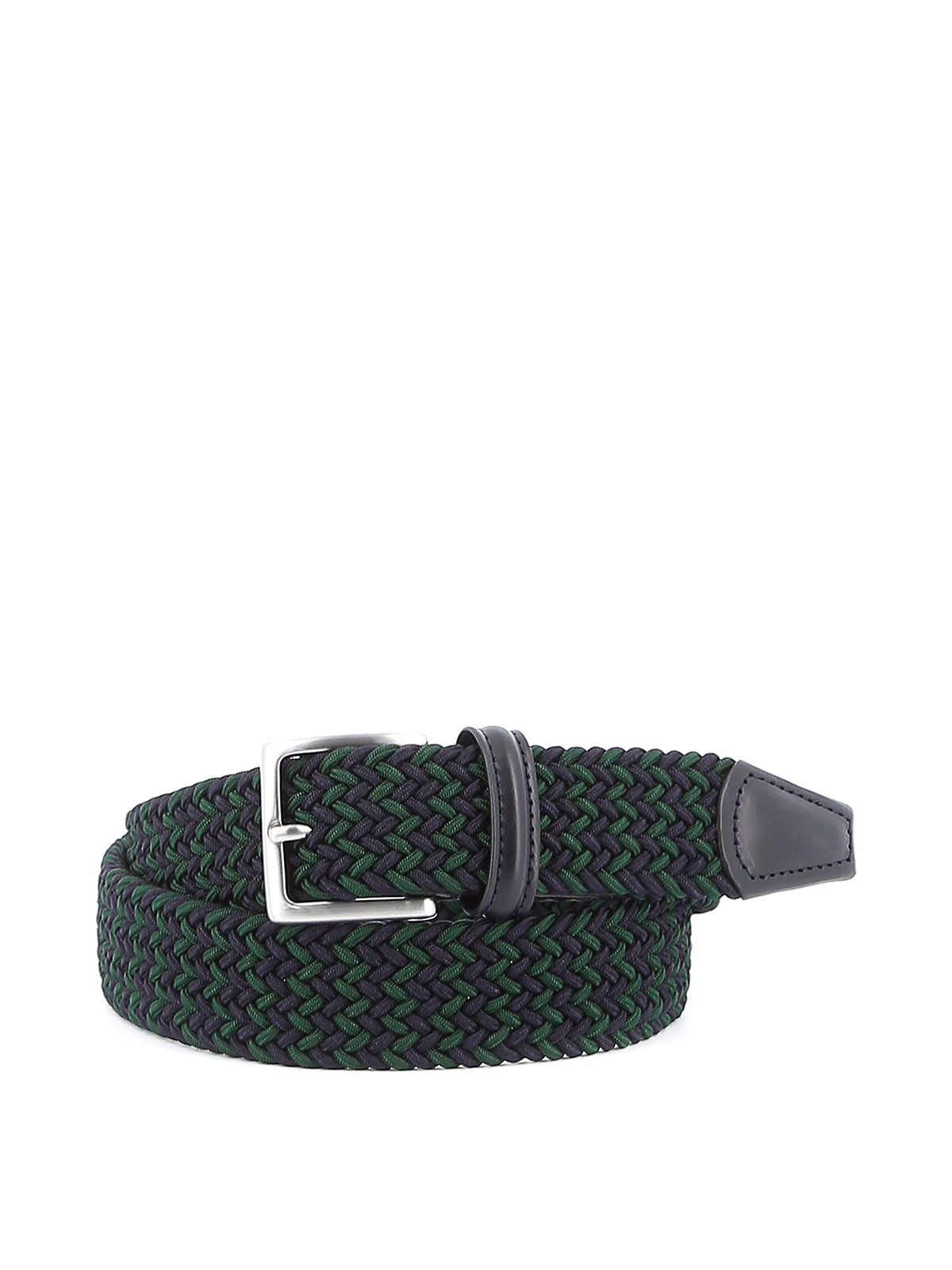 ANDERSON'S BLUE AND GREEN STRETCH WOVEN FABRIC BELT