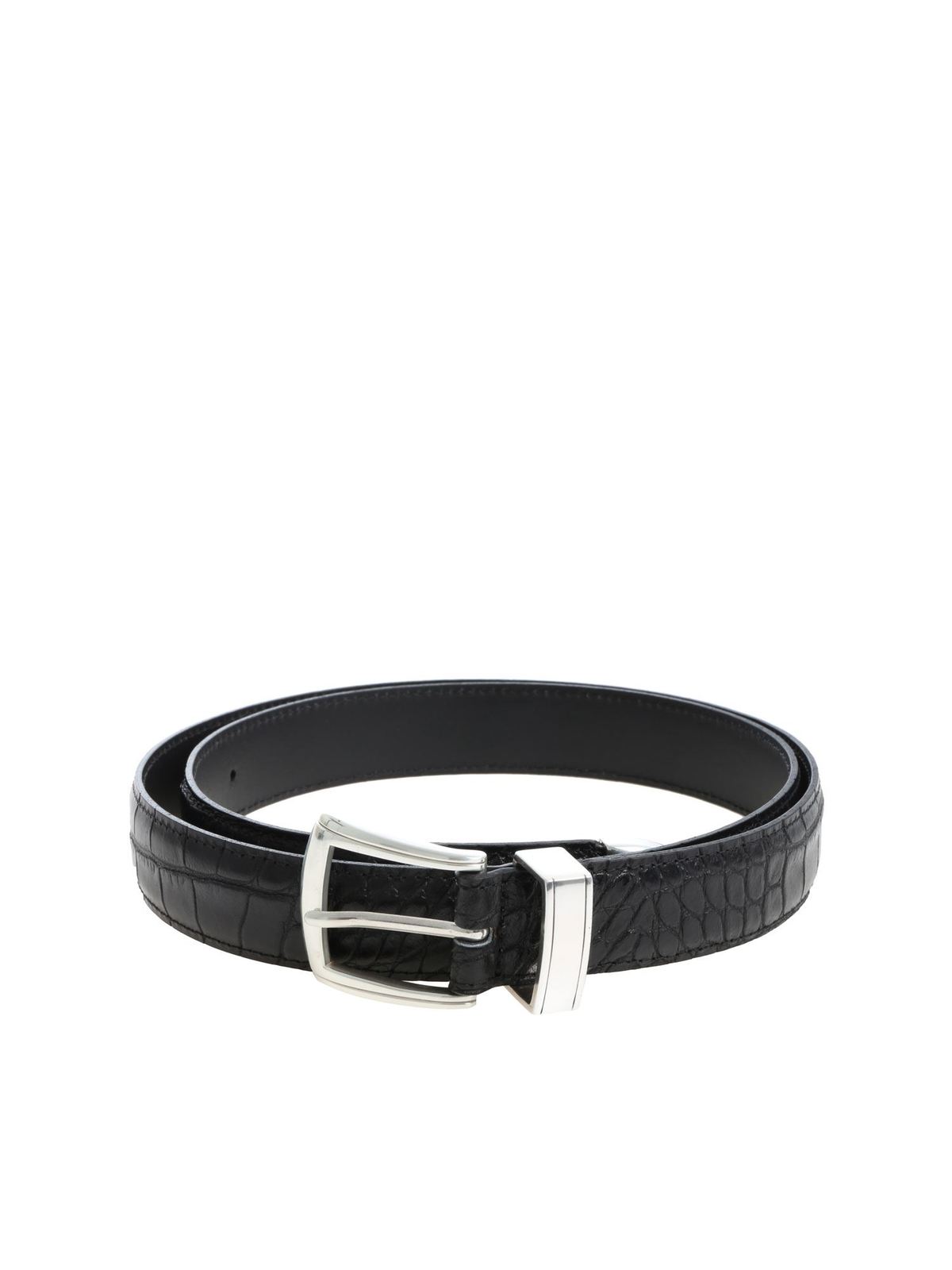 ANDREA D'AMICO COCO-EFFECT LEATHER BLACK BELT