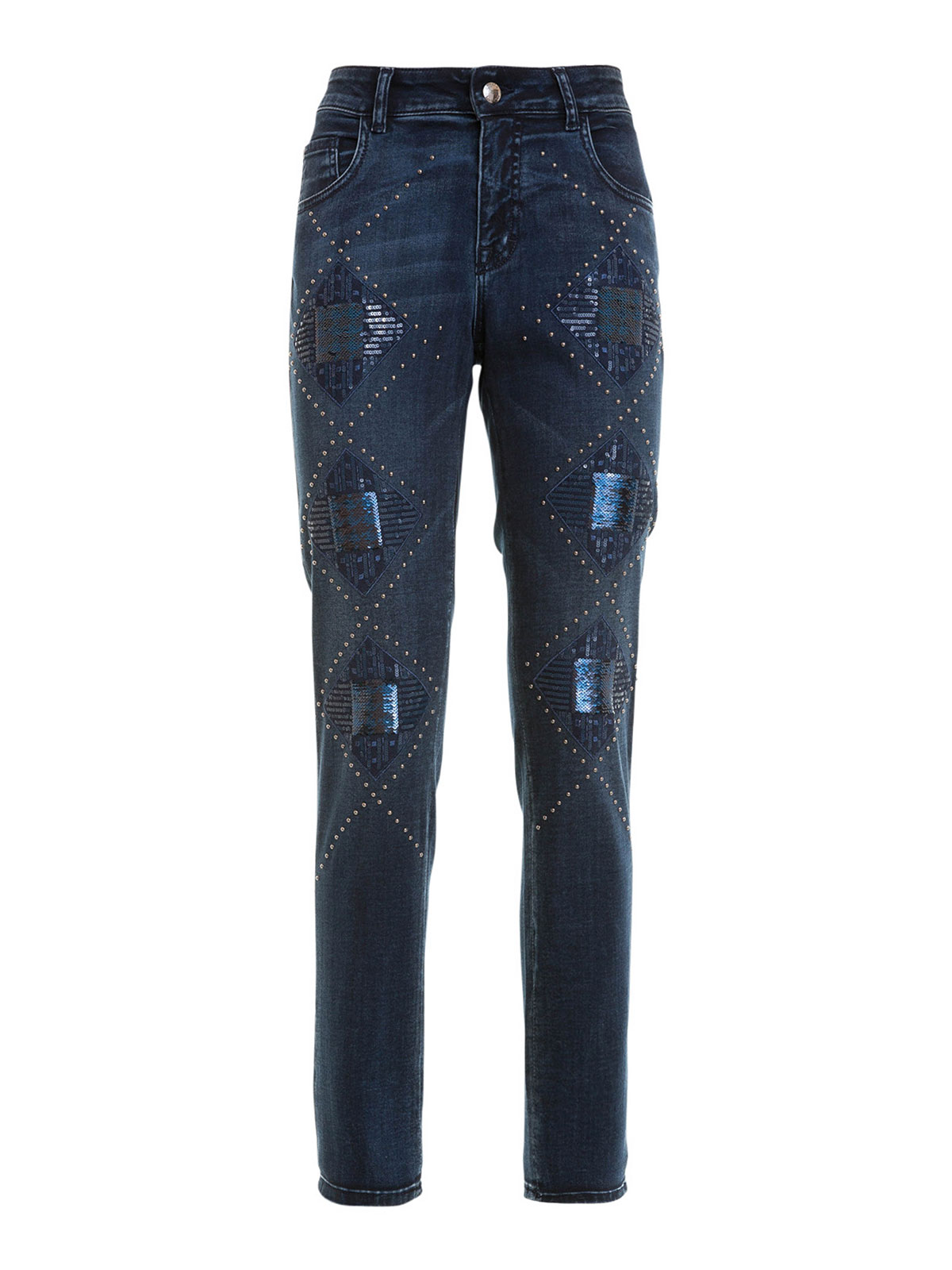 Skinny jeans Angelo Marani - Stud ans sequin embellished jeans ...
