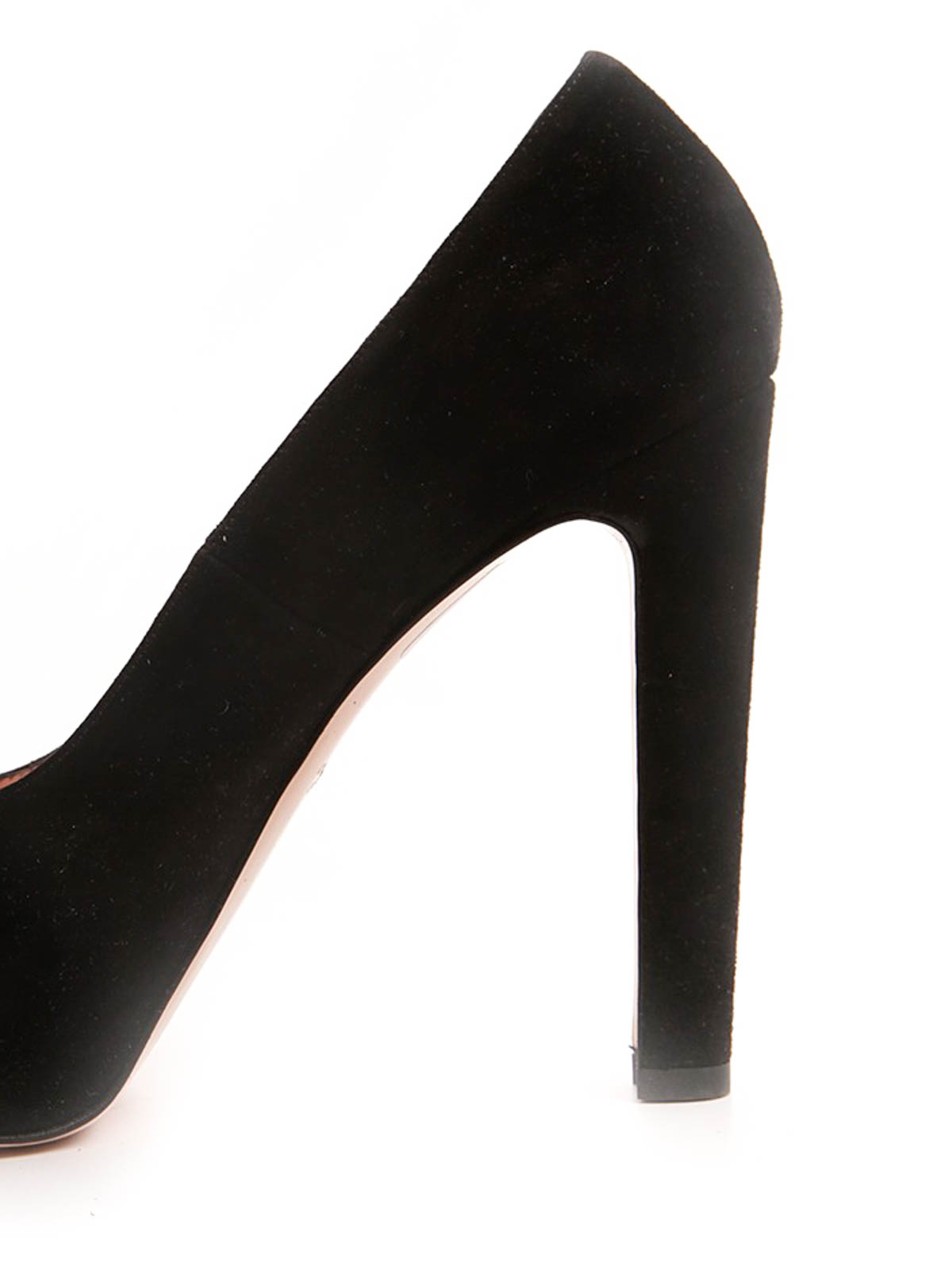 black suede round toe court shoes