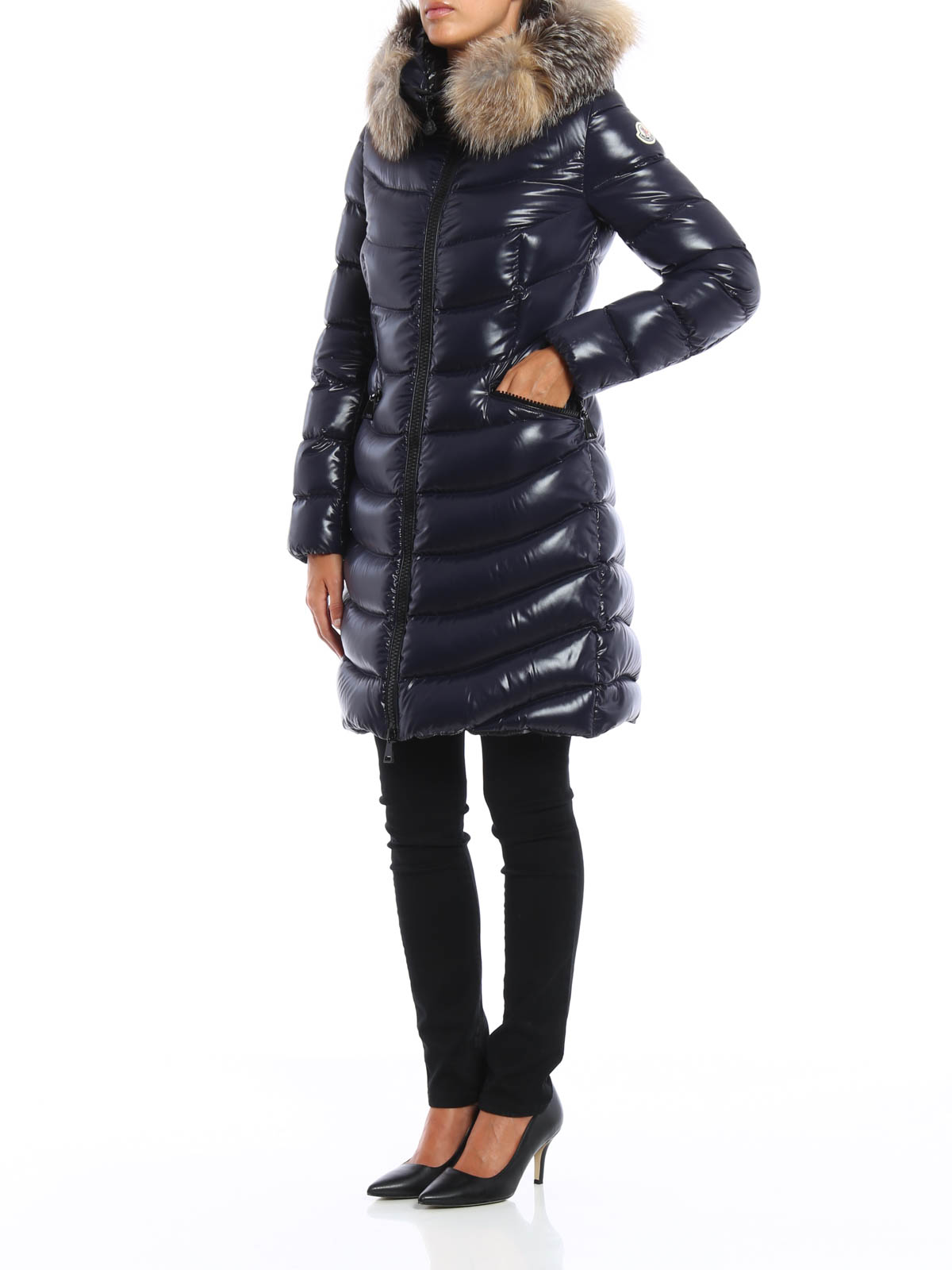 Padded coats Moncler - Aphia fur trimmed hooded down coat ...