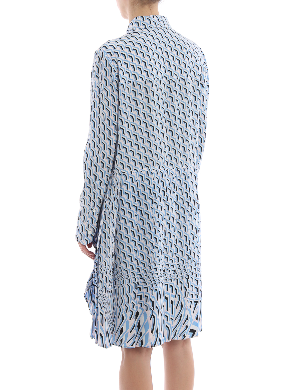 Knee length dresses Prada - Argyle print silk crepe de chine dress 