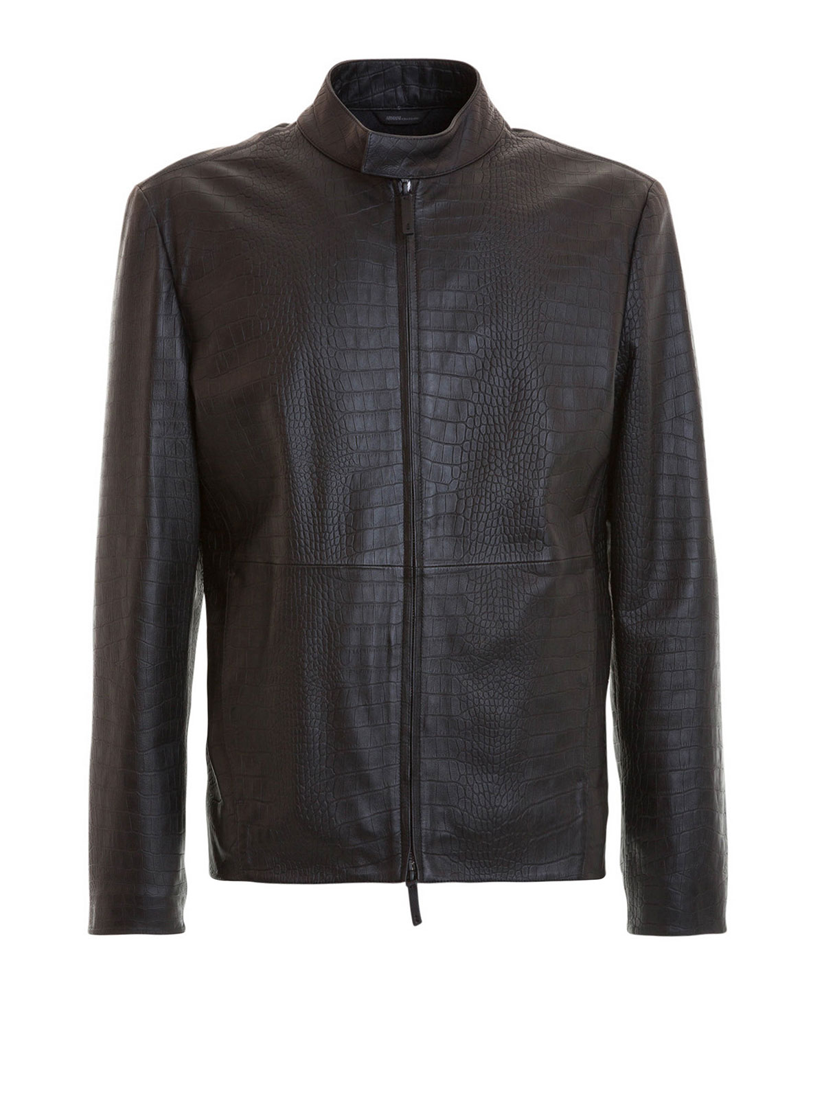 Embossed Cocco Print Leather Jacket By Armani Collezioni Armani Collezioni Leather Jacket Embossed Cocco Print