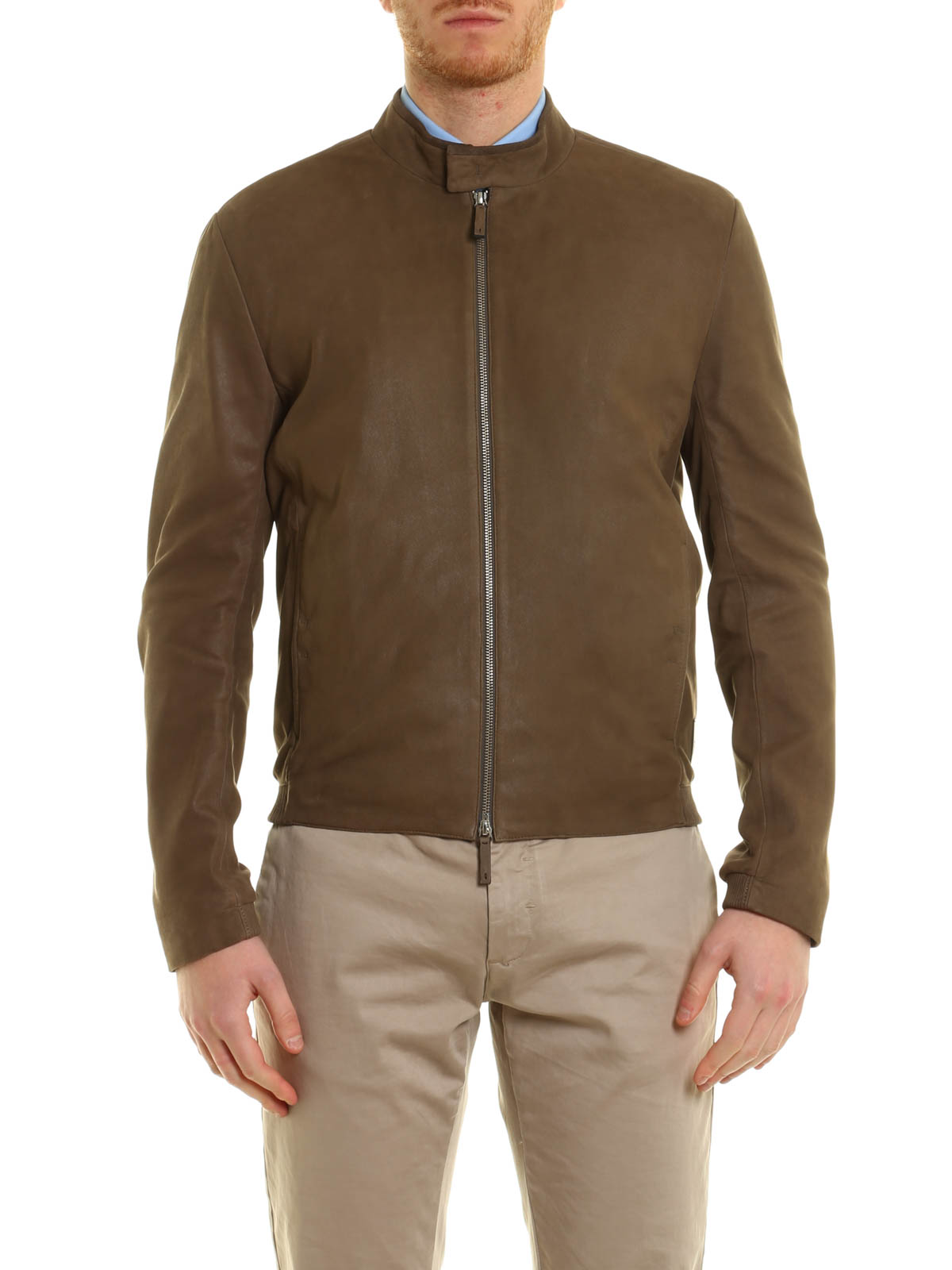 Leather jacket Armani Collezioni - Deer effect leather jacket ...