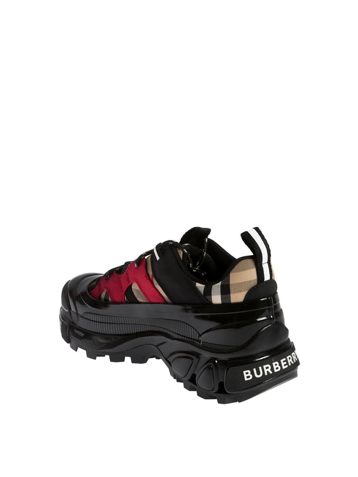 vintage check cotton and nubuck arthur sneakers