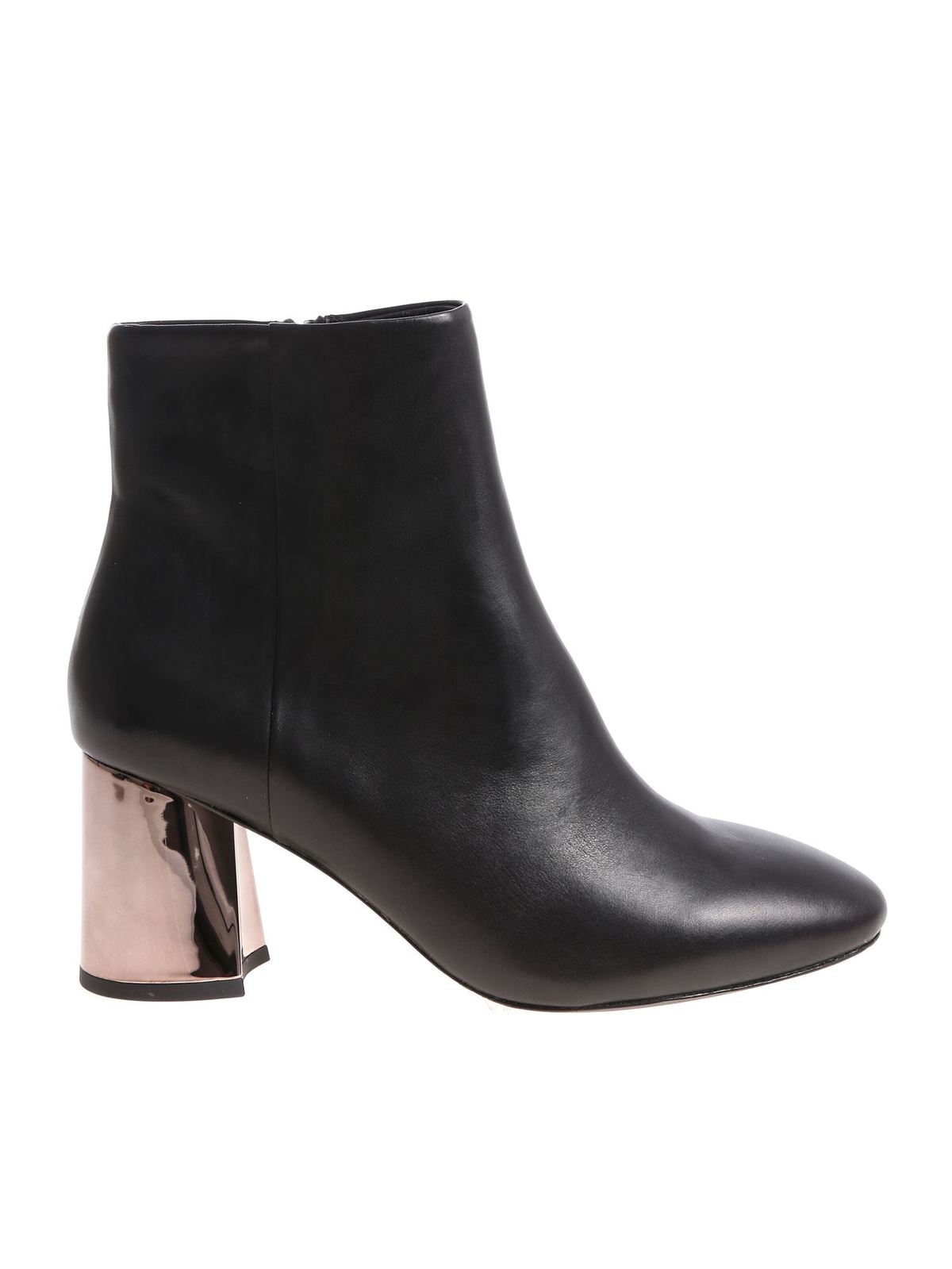 black booties with silver heel