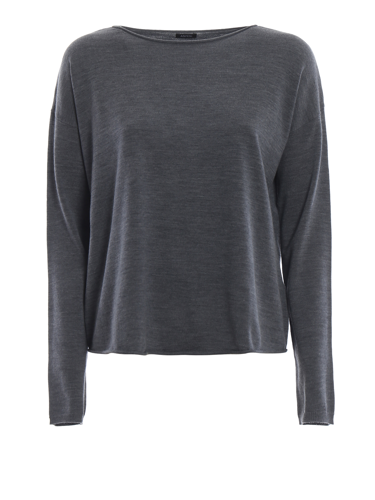 Boat necks Aspesi - Grey wool boat neck sweater - 3975383001189