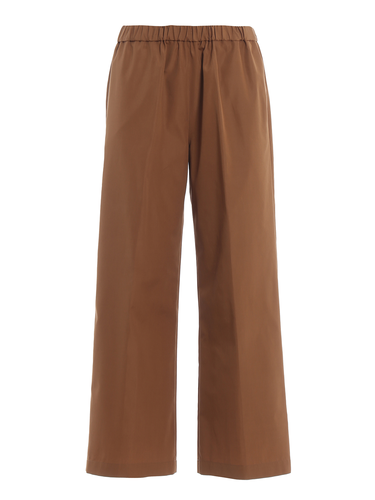 Tobacco cotton wide leg trousers 