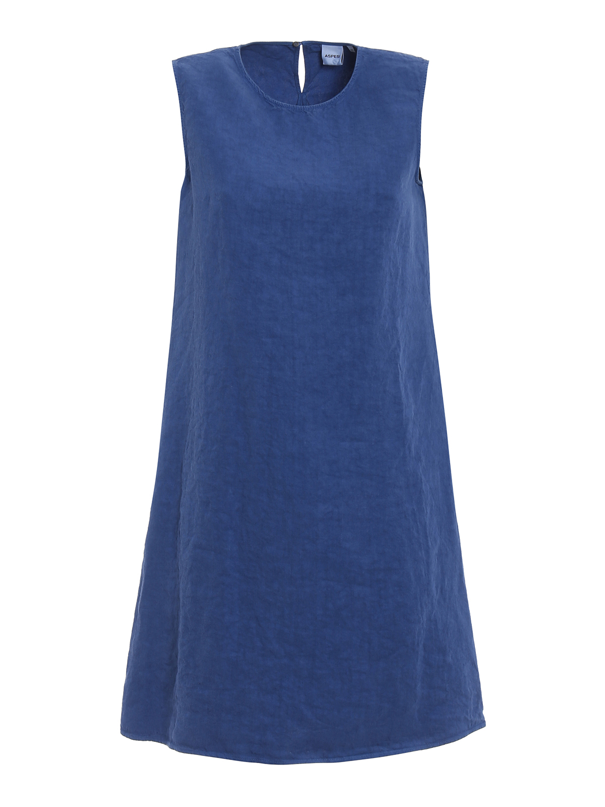 Knee length dresses Aspesi - Cobalt blue linen summer dress - H623C25385095