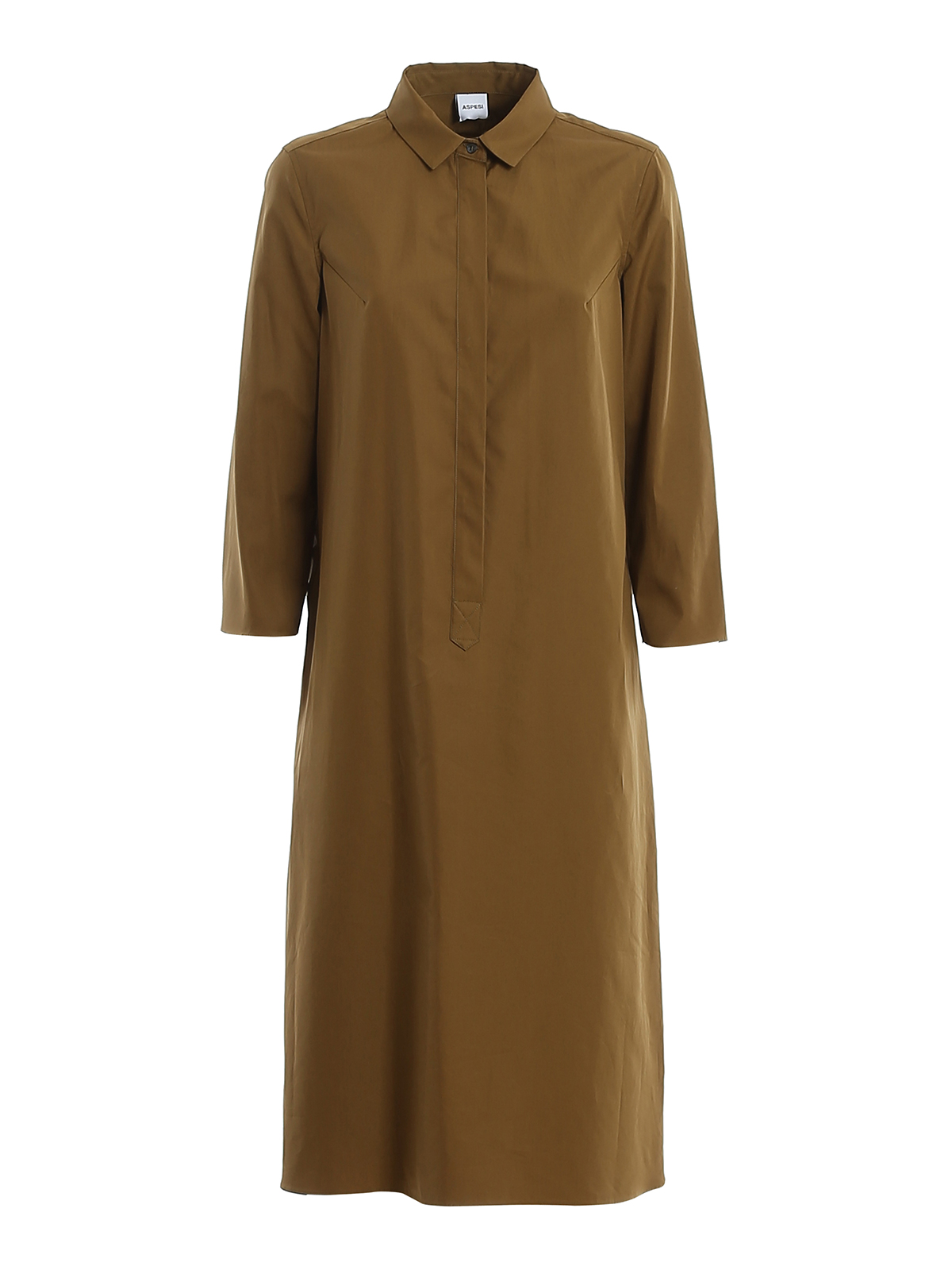 Aspesi Cotton Poplin Shirt Dress In Brown