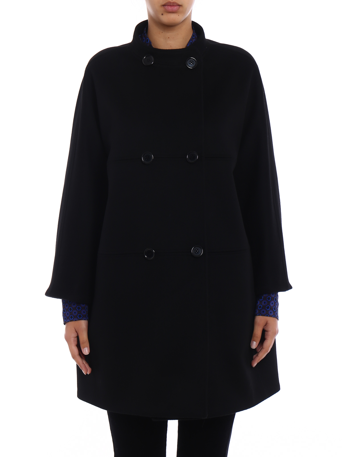 Black wool egg-shape coat 