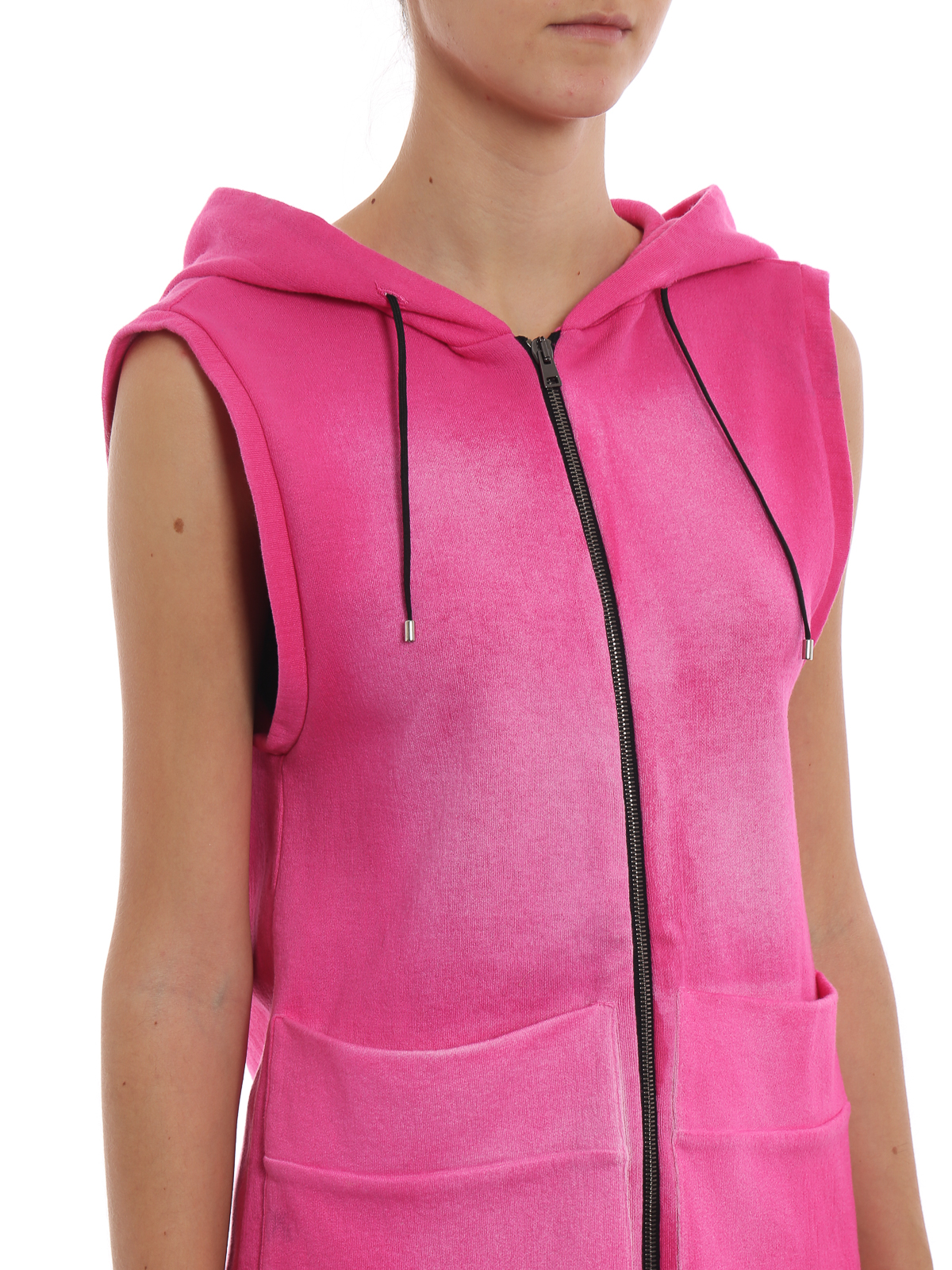 sleeveless full zip hoodie