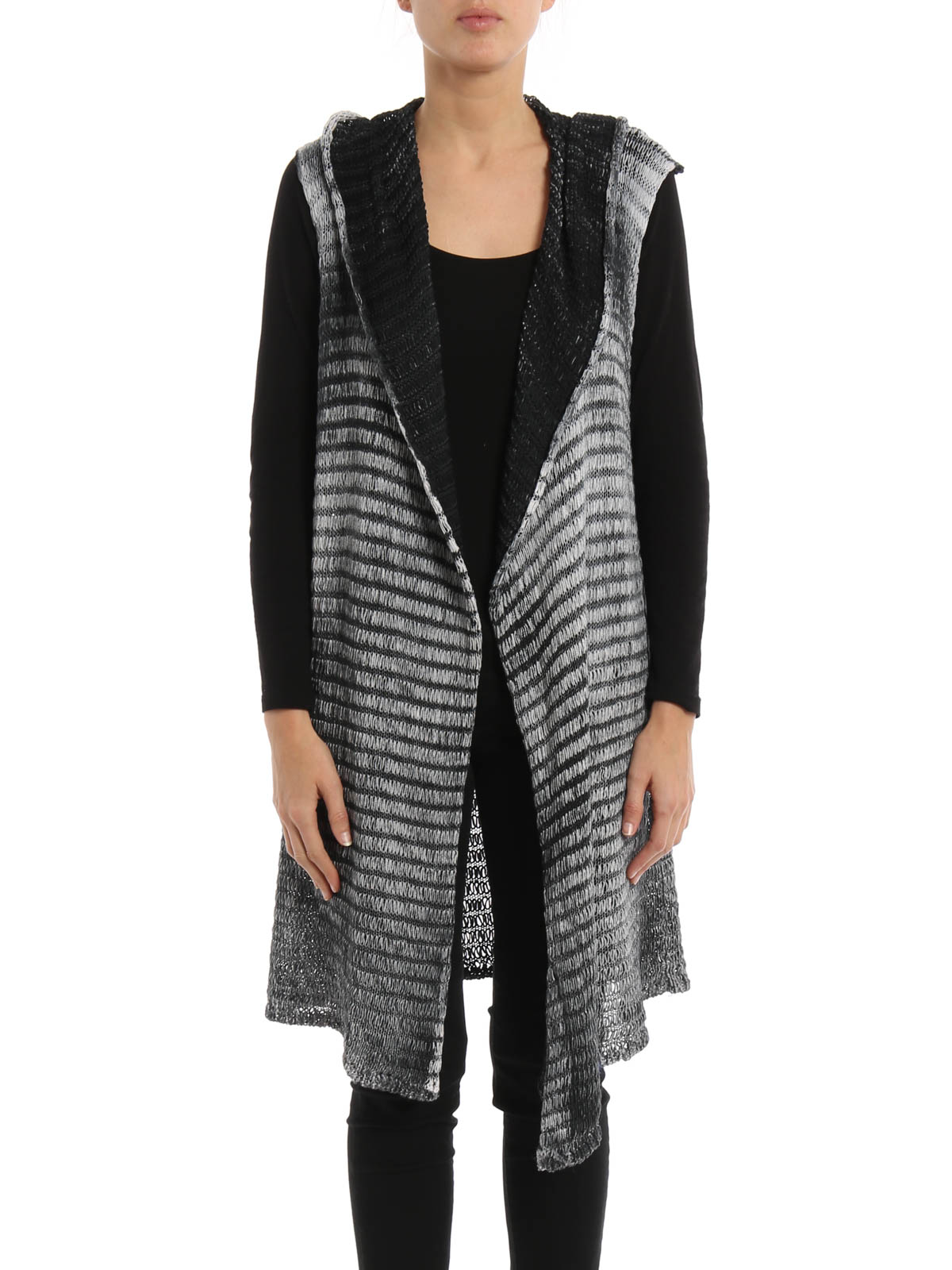 Hooded sleeveless cotton cardigan 