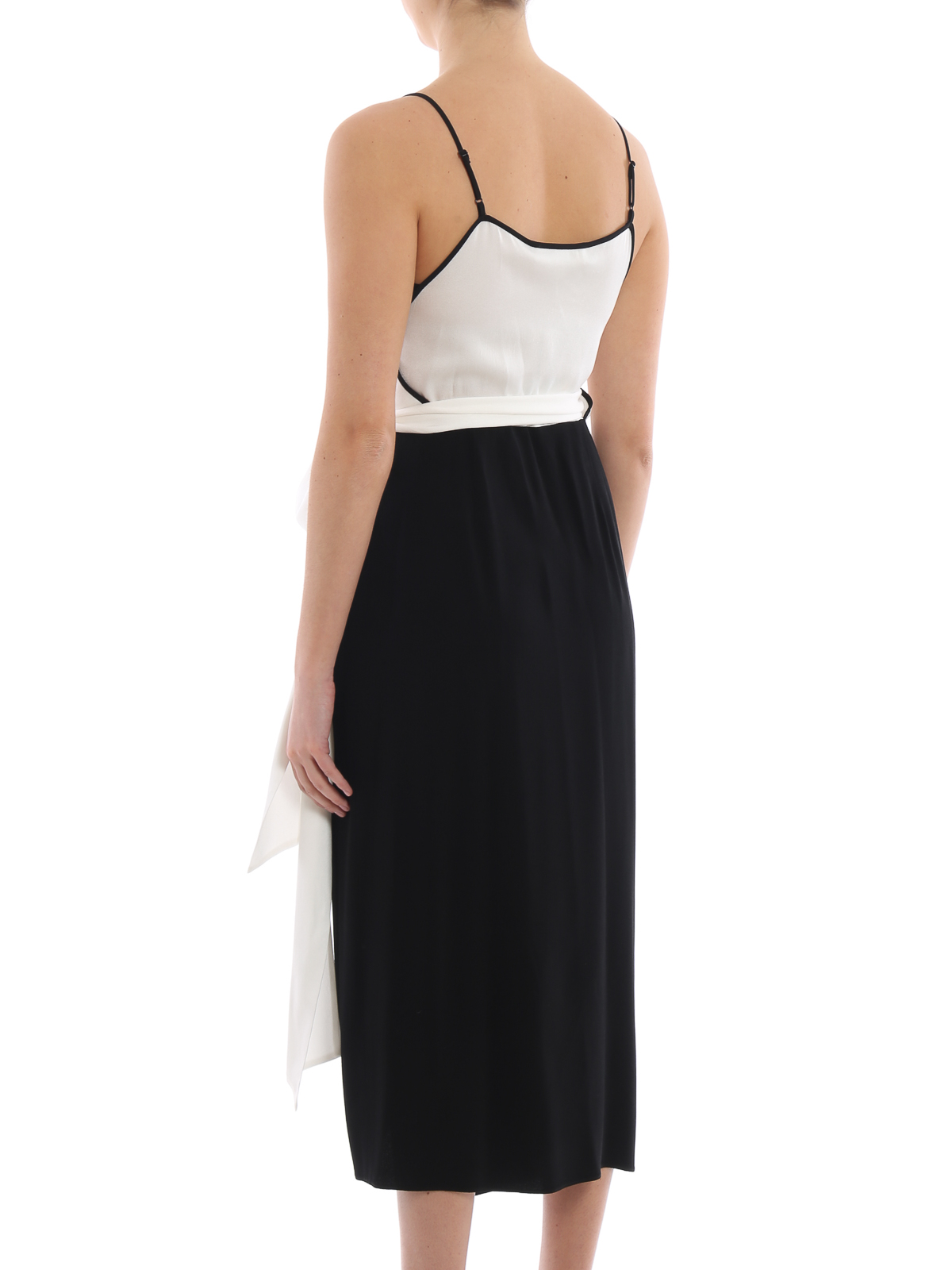 Cocktail Diane Von - Avila black and white crepe wrap dress 12352DVFIVBK
