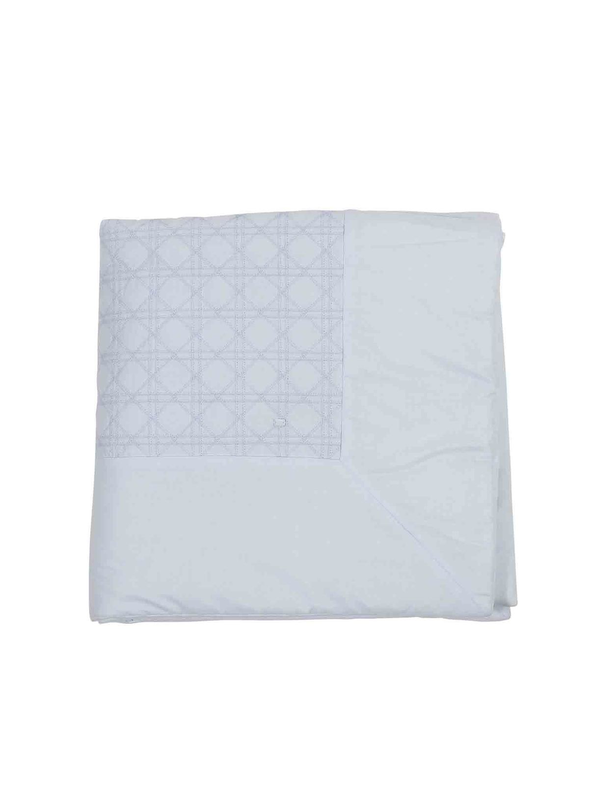 Baby Dior Padded Cotton Blanket In Light Blue