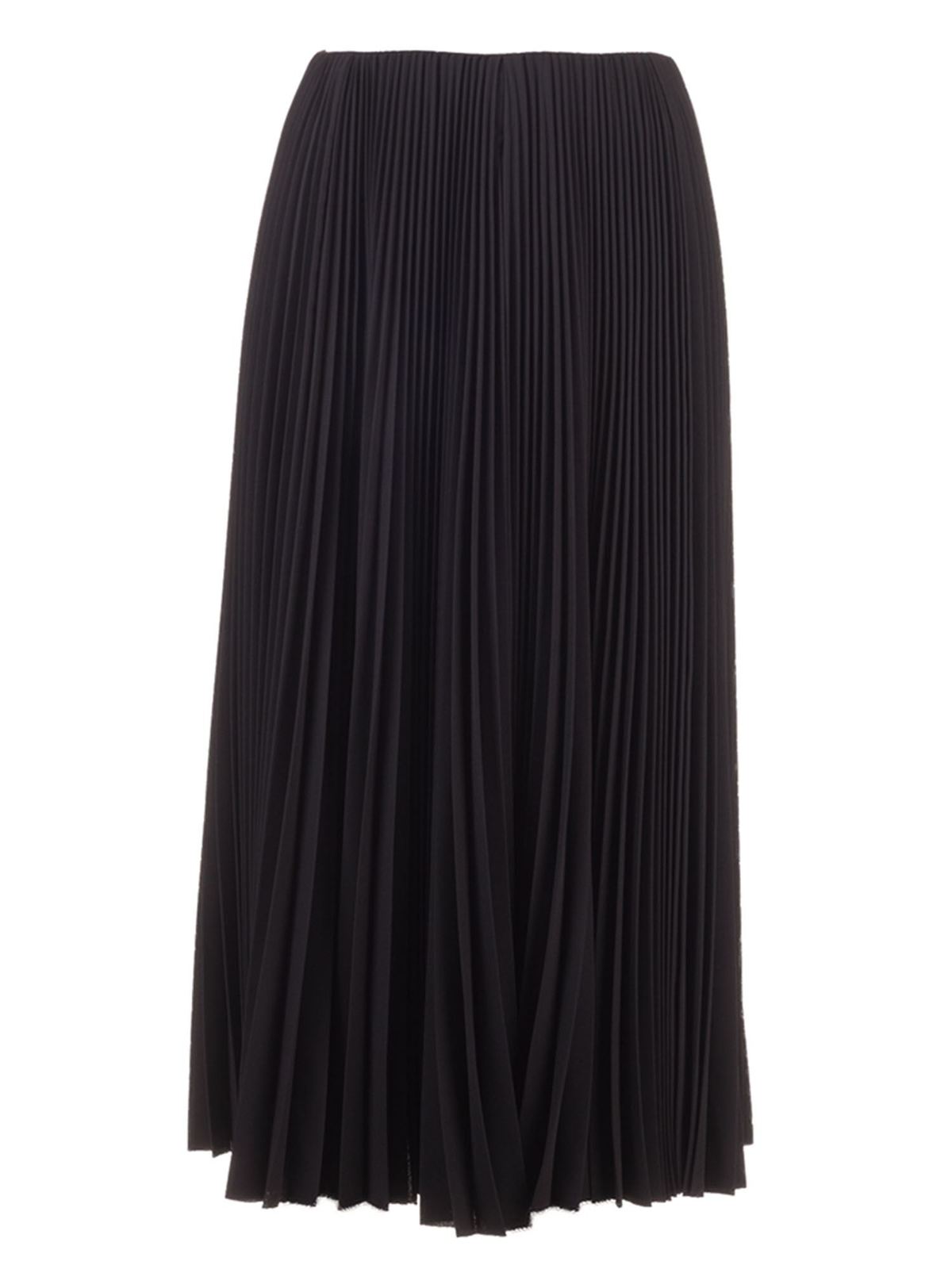 midi length black pleated skirt