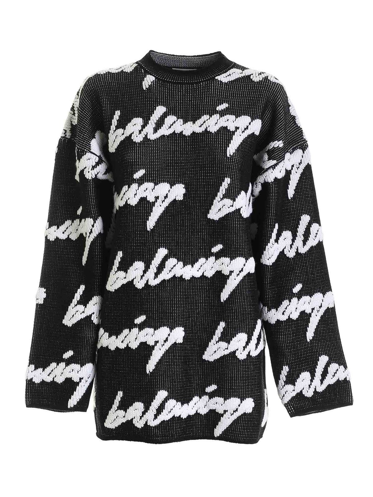Sweatshirts & Sweaters Balenciaga - Scribble print pullover in black ...