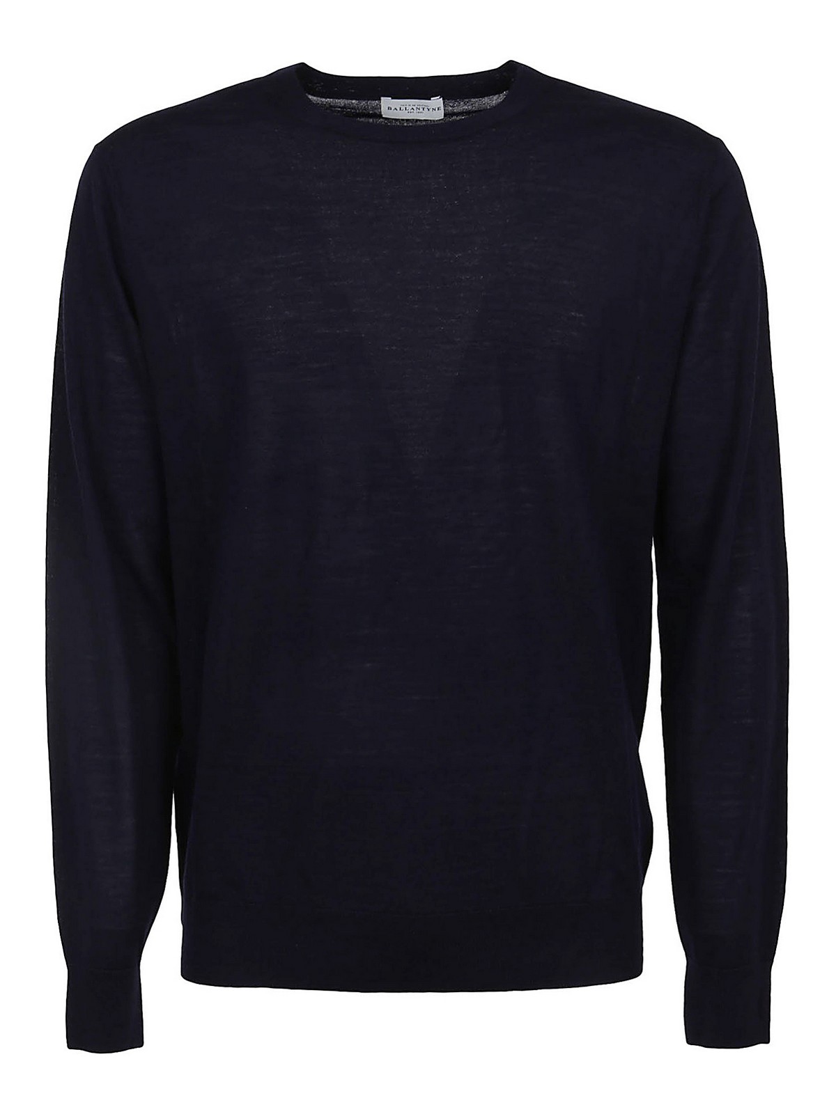 Ballantyne Ribbed Crew Neck Sweater In Dark Blue