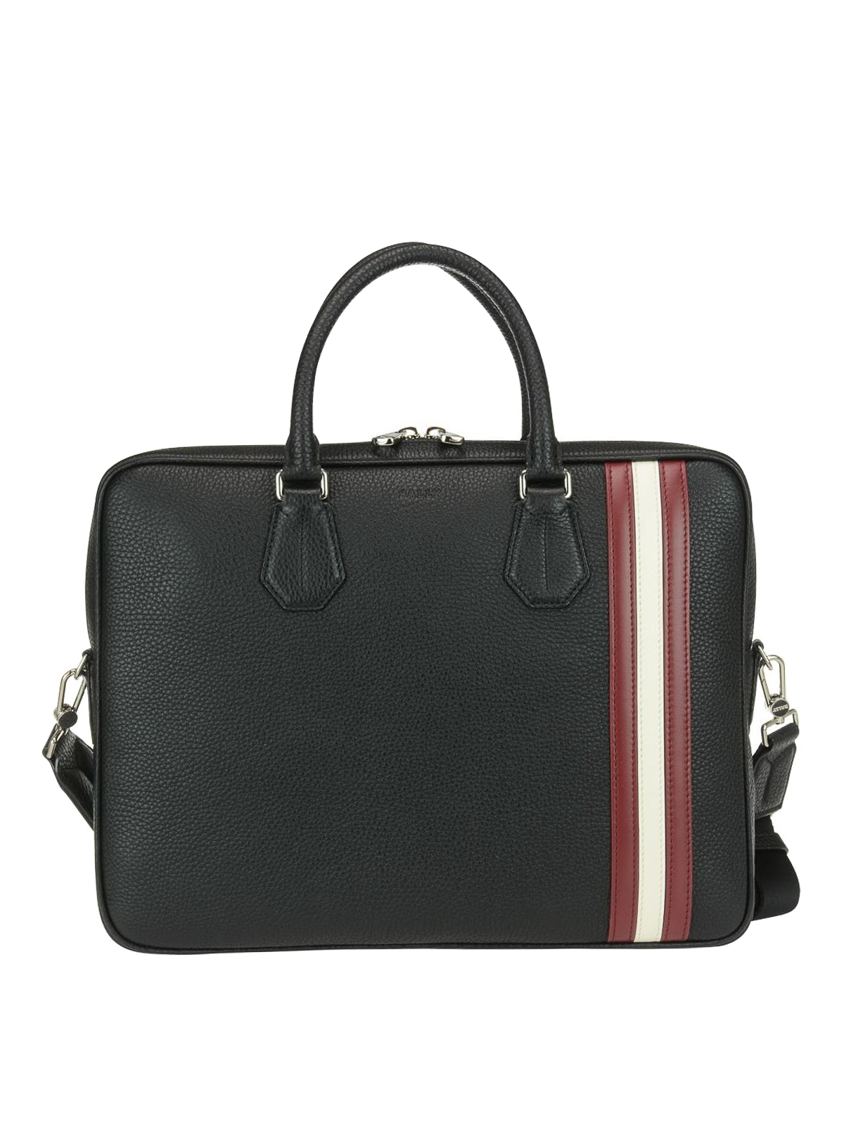 Bally - Staz black grained leather briefcase - laptop bags & briefcases ...