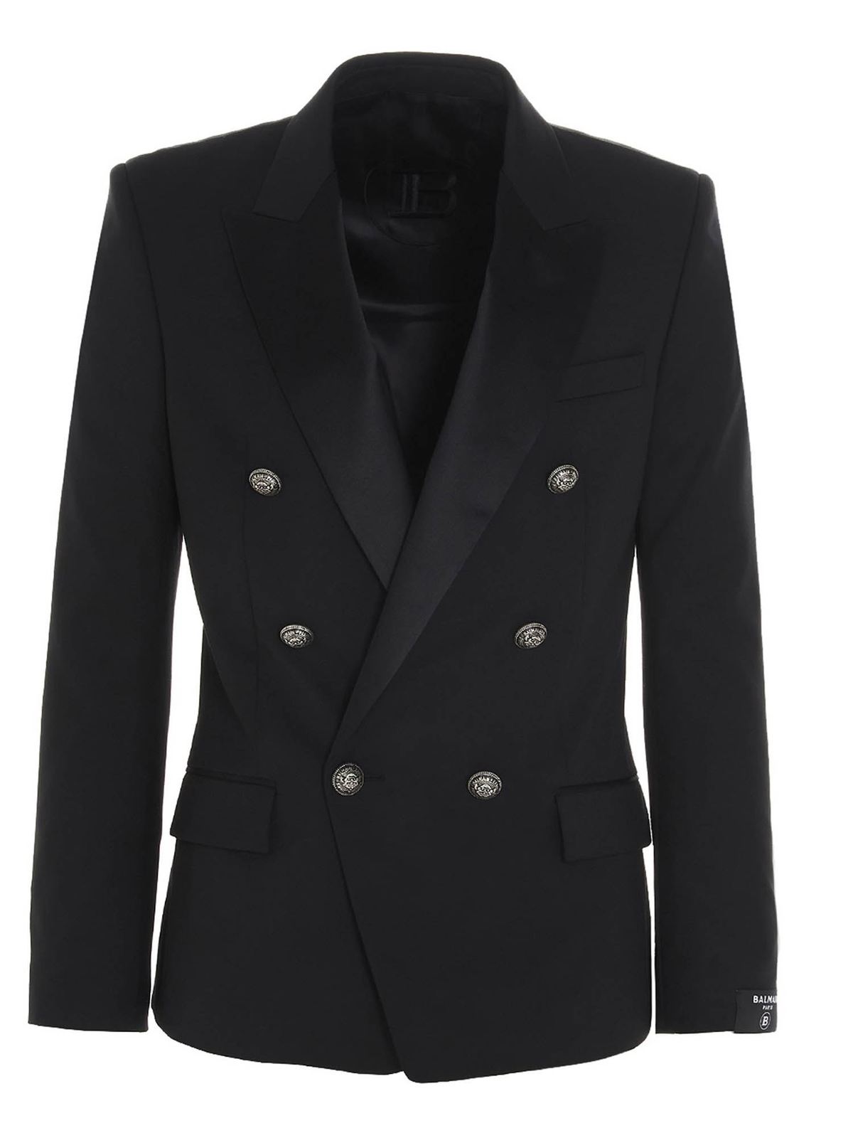 Balmain - Double-breasted jacket in black - blazers - VH1SG010073W0PA